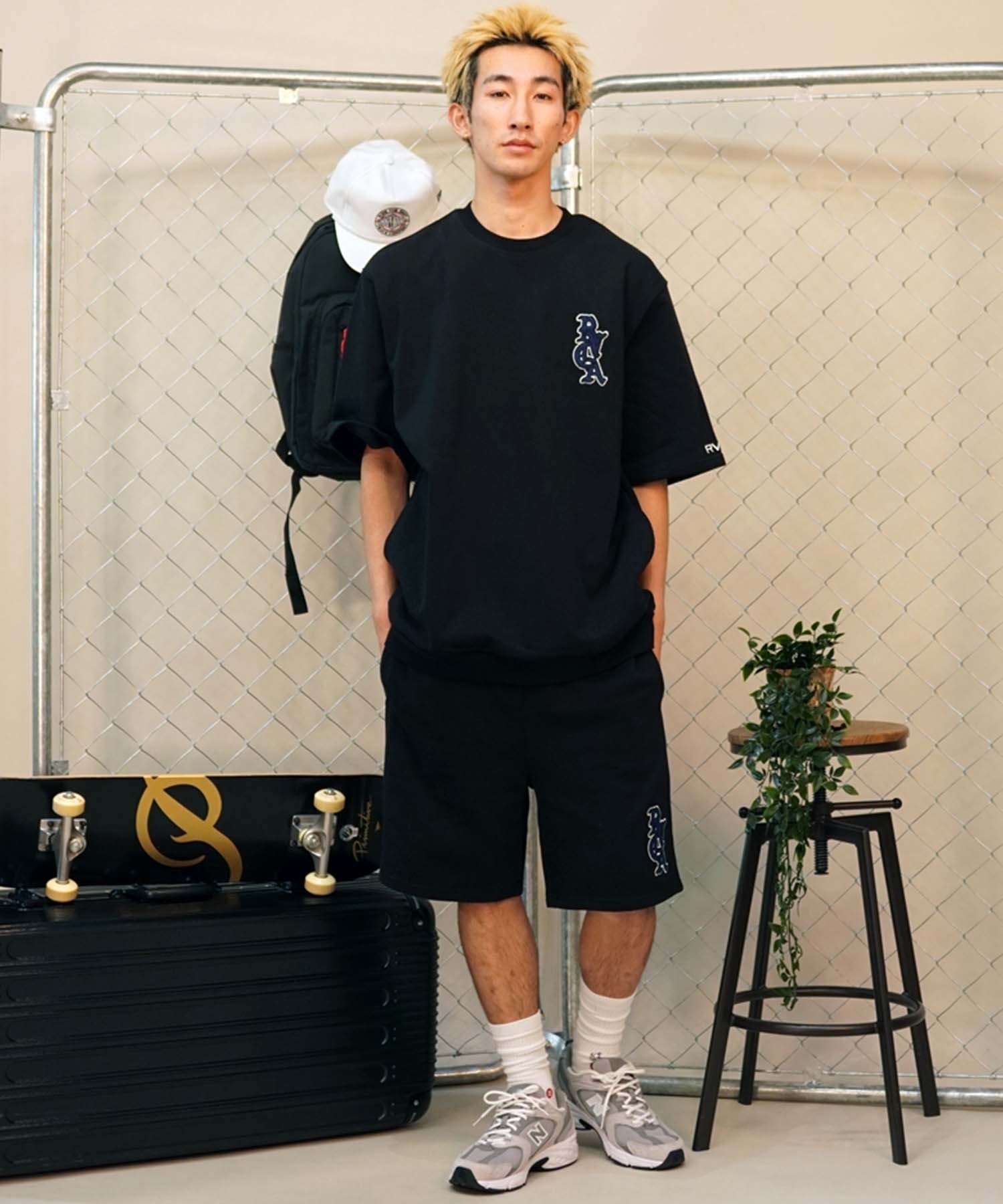 RVCA ルーカ メンズ ハーフパンツ ショートパンツ ワンポイント ロゴ セットアップ対応 BE041-637(BLK-S)