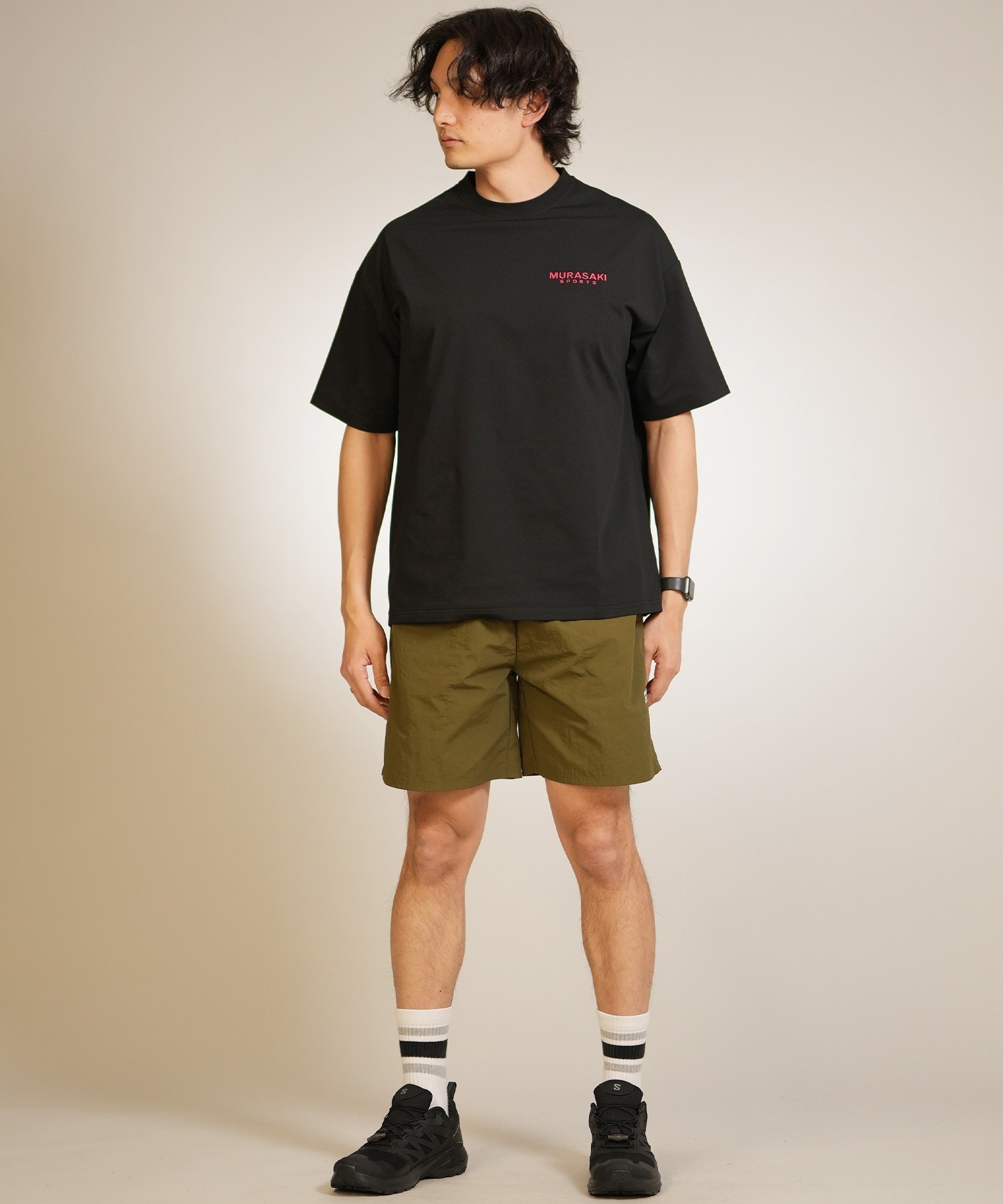 Reebok リーボック 水着 海パン トランクス サーフパンツ メンズ ボードショーツ 水陸両用 UVカット 422708C ムラサキスポーツ限定(BK-M)