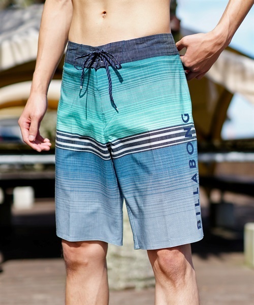 【クーポン対象】BILLABONG ビラボン BD011-501 メンズ トランクス 水着 ボードショーツ グラデーション ロゴ サーフイン ストレッチ KX1 E5(BKBL-28.0inch)