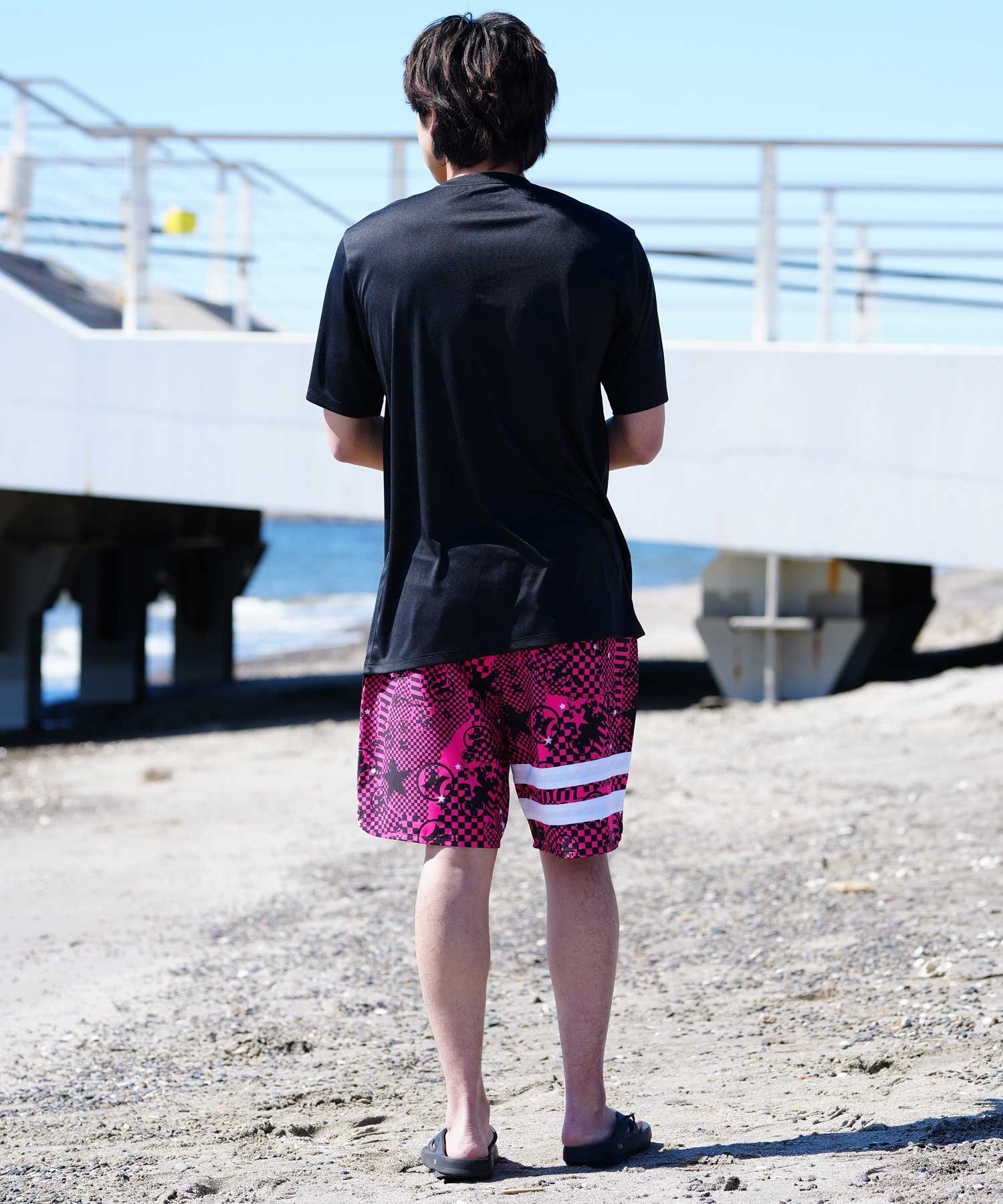 mb-swim-07001 タック入り スイムショートパンツ ベージュ