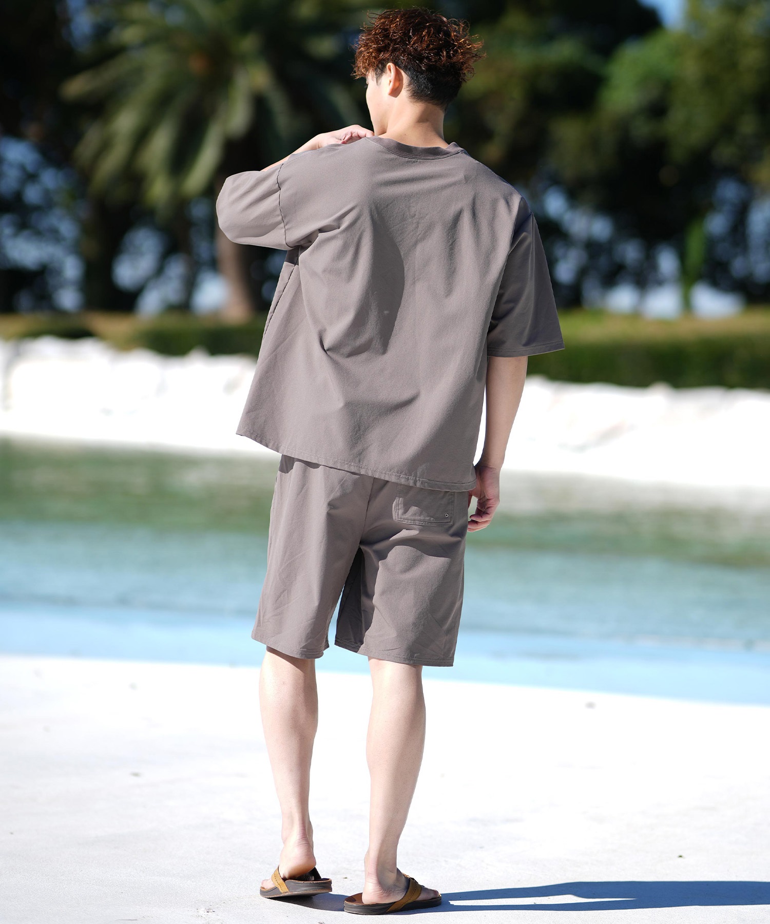 Reebok リーボック 水着 ラッシュガード 半袖 Tシャツ メンズ オーバーサイズ 水陸両用 UVカット セットアップ対応 423911 ムラサキスポーツ限定(BN-M)