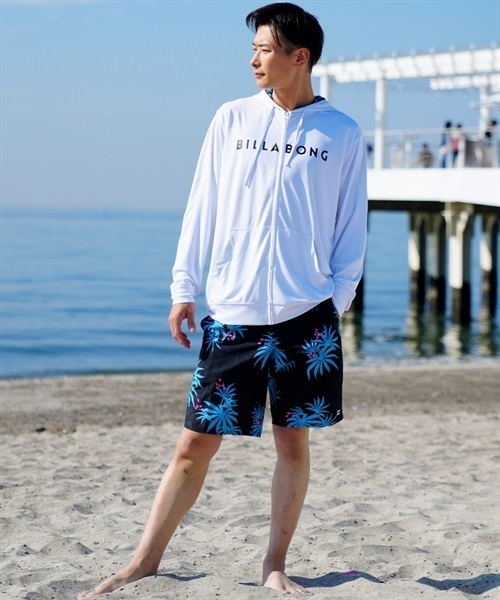 BILLABONG ビラボン BD011-854 メンズ ラッシュガード ジップアップパーカー 長袖 UVカット 水陸両用 ユーティリティ 吸水速乾 KX1 D23(BKWT-S)