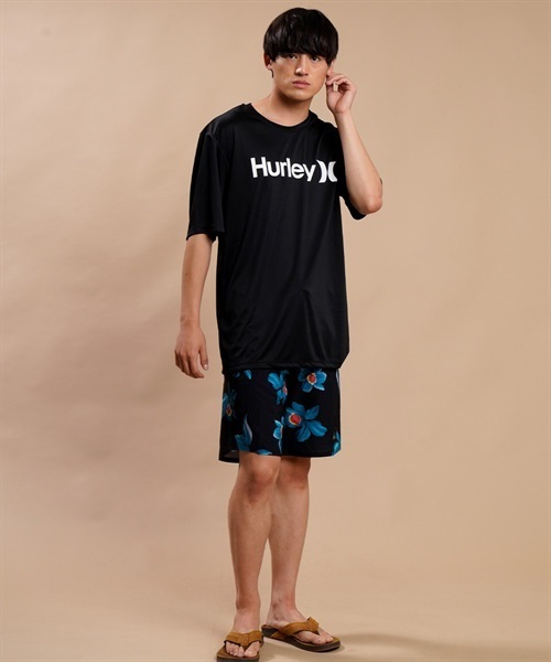 Hurley ハーレー  メンズ ラッシュガード 半袖 UVカット 水陸両用 ユーティリティ ラッシュTシャツ 吸水速乾 MRG2310032(BK-S)