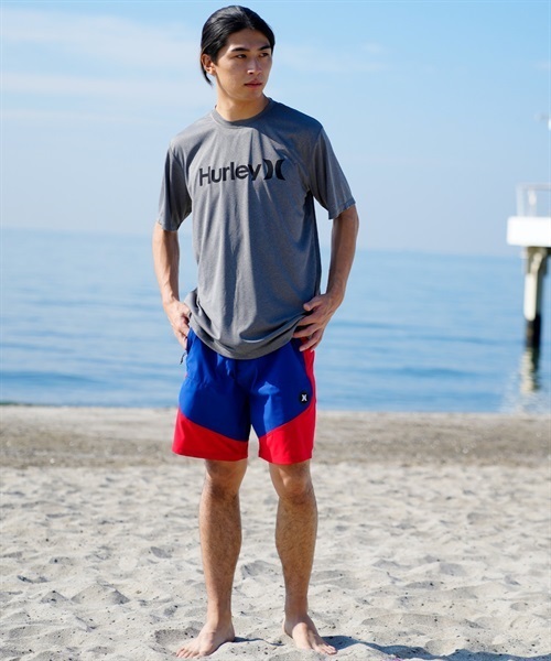 Hurley ハーレー  メンズ ラッシュガード 半袖 UVカット 水陸両用 ユーティリティ ラッシュTシャツ 吸水速乾 MRG2310032(GY-S)