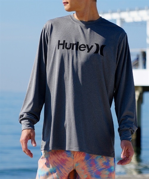 Hurley ハーレー メンズ ラッシュガード 長袖 UVカット 水陸両用 ユーティリティ ラッシュTシャツ 吸水速乾  MRG2310033(BK-S)