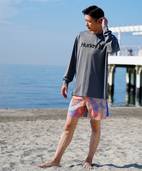 Hurley ハーレー メンズ ラッシュガード 長袖 UVカット 水陸両用 ユーティリティ ラッシュTシャツ 吸水速乾  MRG2310033(GY-S)