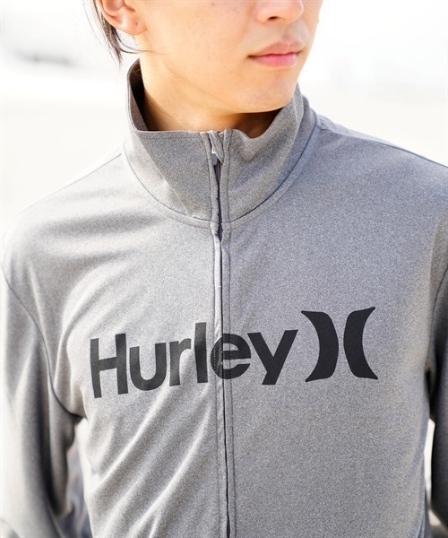 【マトメガイ対象】Hurley ハーレー MRG2310037 メンズ ラッシュガード 長袖 ジップアップ UVカット 水陸両用 ユーティリティ KX1 E5(GY-S)