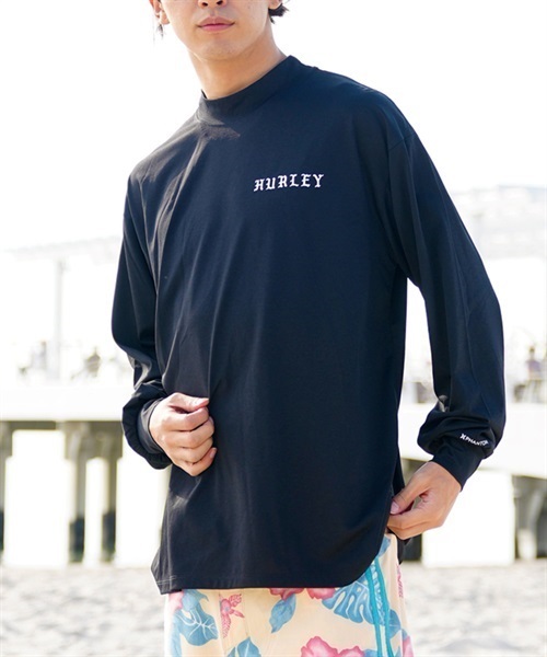 Hurley ハーレー 23S01MRG06 メンズ ラッシュガード 長袖 UVカット モックネック ラッシュロンT 水陸両用 ユーティリティ KX2 E25(BK-M)