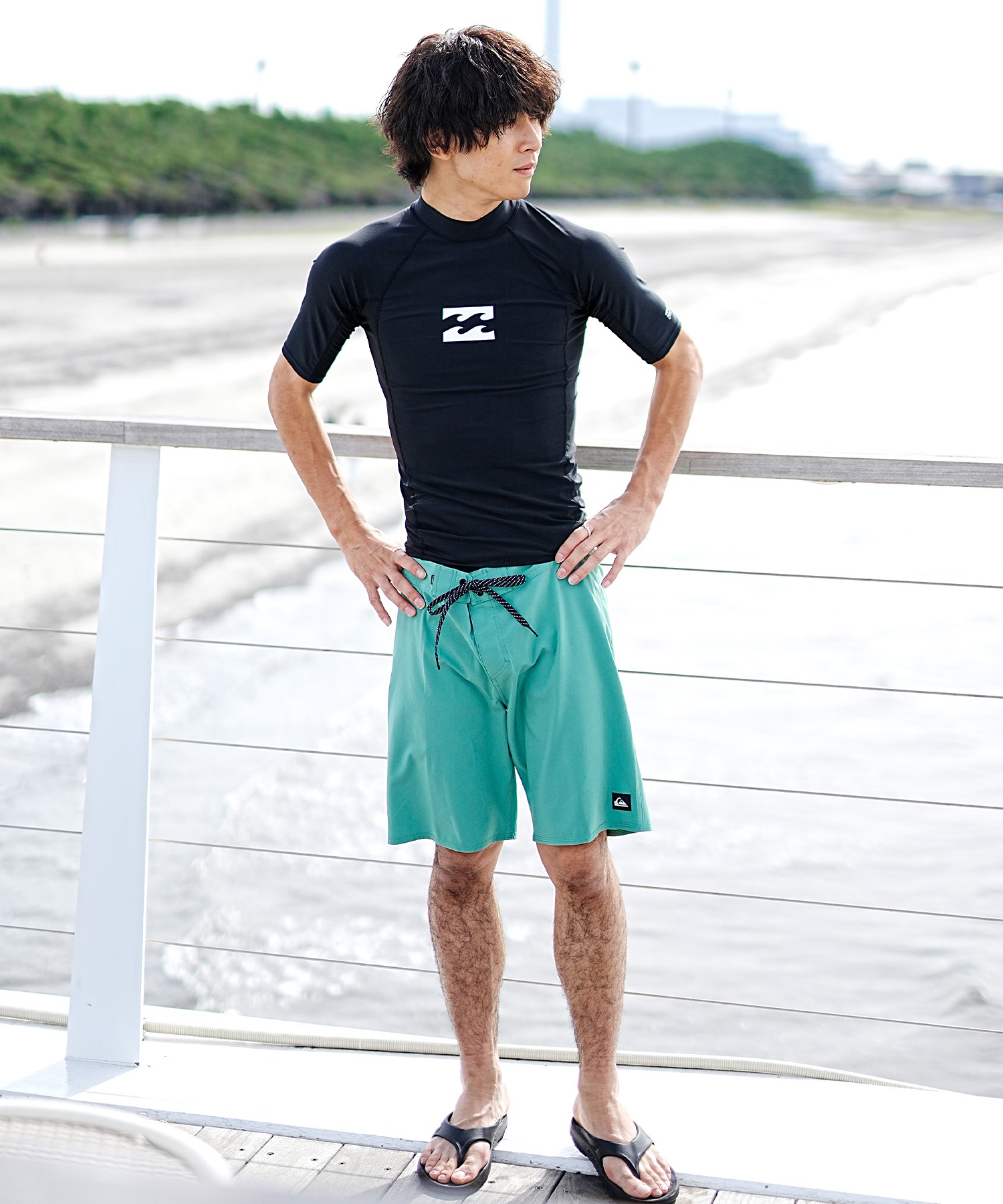 BILLABONG ビラボン HI NECK SS メンズ ラッシュガード Tシャツ 半袖 ハイネック UVカット BE011-850(BK2-M)