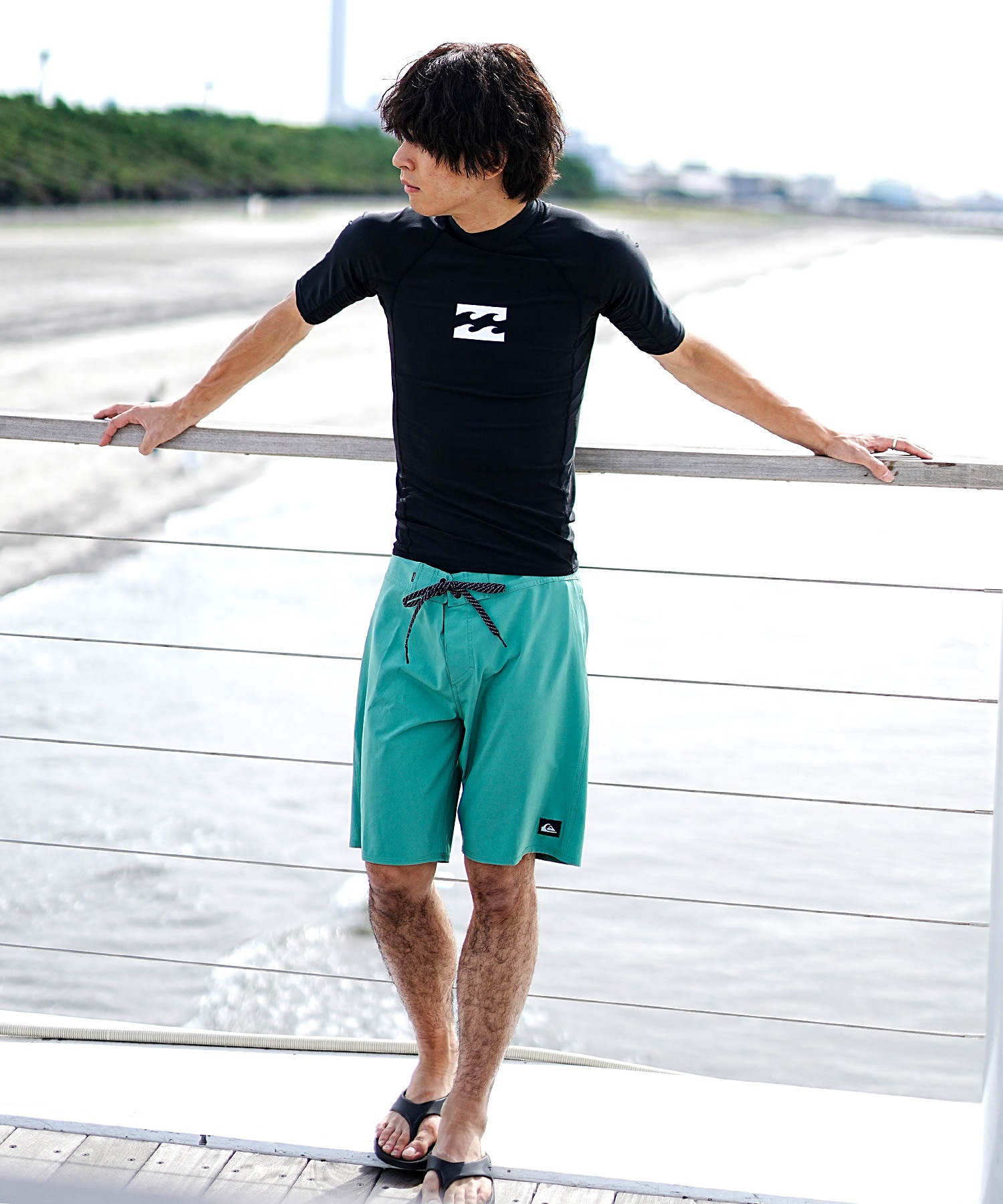 BILLABONG ビラボン HI NECK SS メンズ ラッシュガード Tシャツ 半袖 ハイネック UVカット BE011-850(BLK-M)