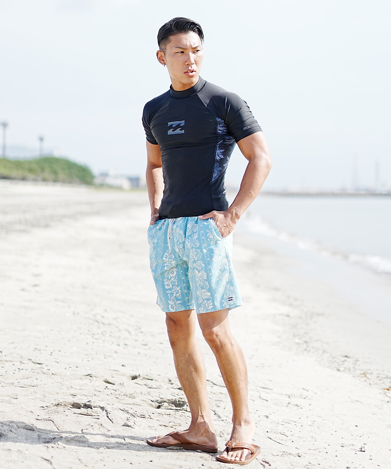 BILLABONG ビラボン HI NECK SS メンズ ラッシュガード Tシャツ 半袖 ハイネック UVカット BE011-850(BK2-M)