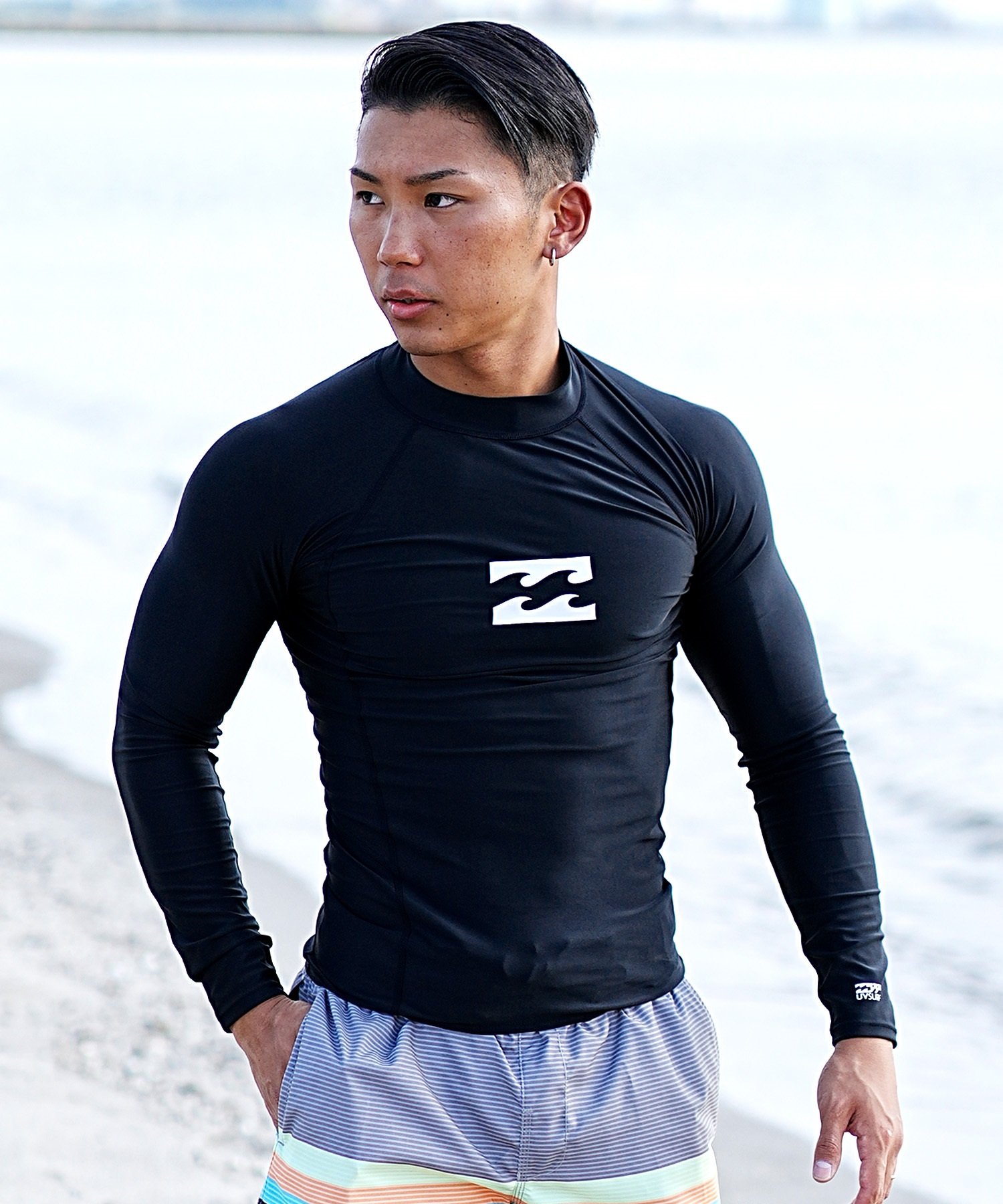 BILLABONG ビラボン HI NECK LS メンズ ラッシュガード Tシャツ 長袖 ハイネック UVケア BE011-851(BLK-M)