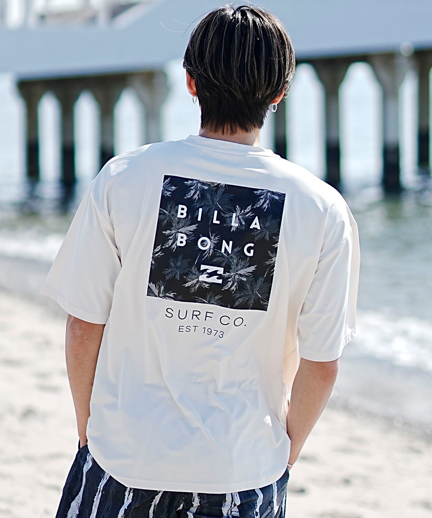 【クーポン対象】BILLABONG ビラボン メンズ 半袖 ラッシュガード Tシャツ バックプリント ユーティリティ 水陸両用 UVカット BE011-867(BLA-M)