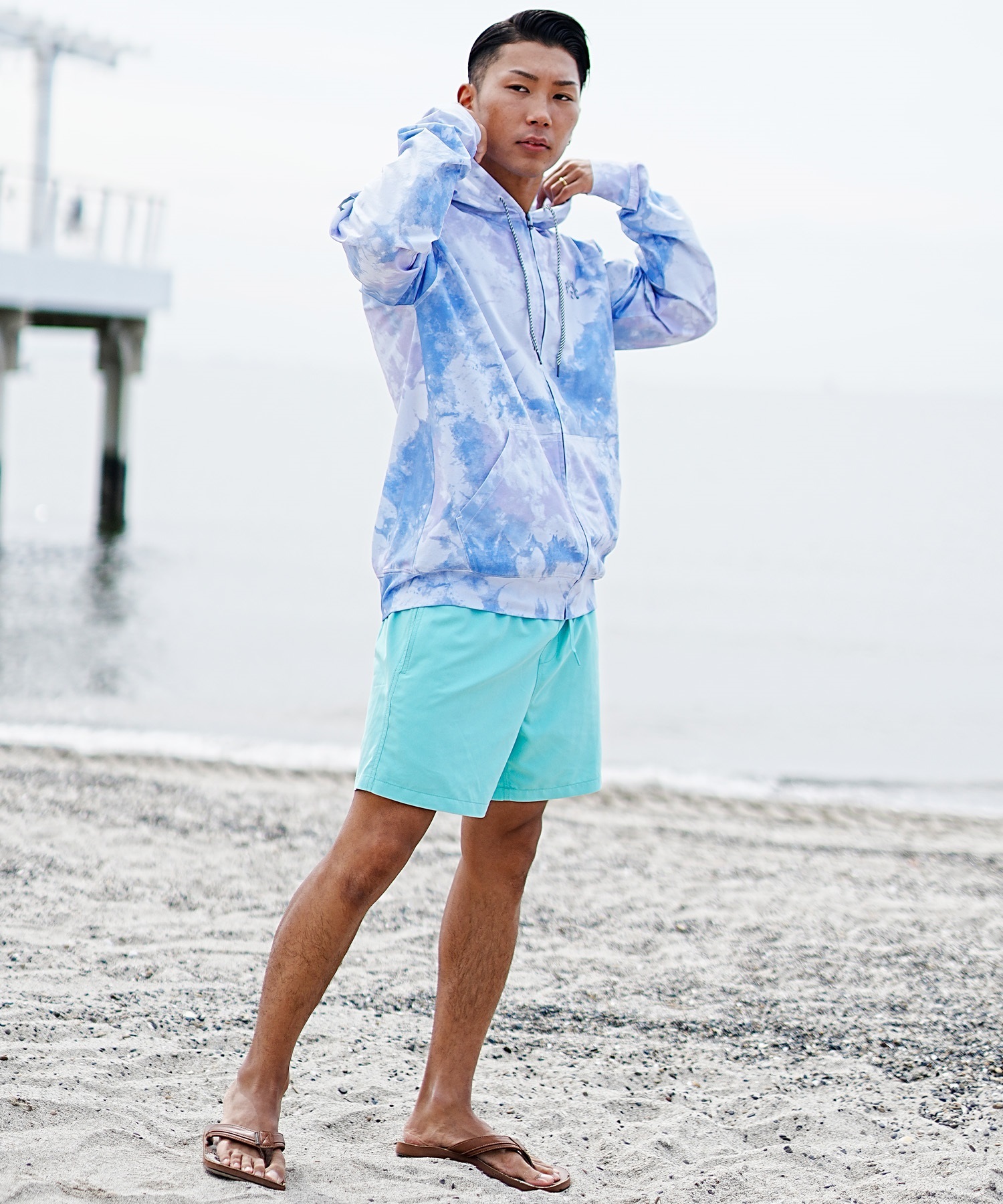 BILLABONG - ビラボン RASH ジップ フード ラッシュガード SML 青 水着 海 上着 ビラボン RASH ジップ フード ラッシュガード SML 青 水着 海 上