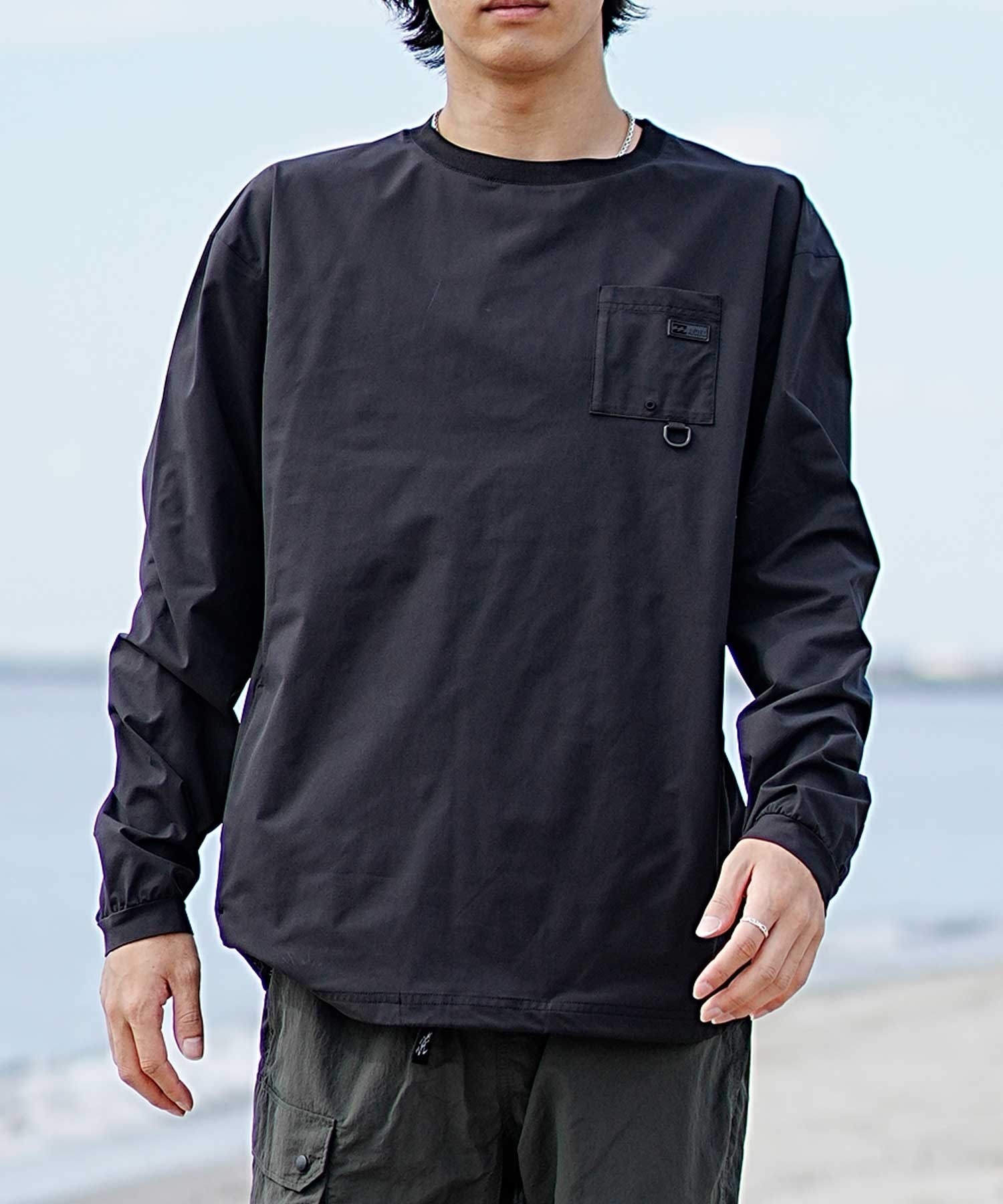 BILLABONG ビラボン メンズ 長袖 ラッシュガード バックプリント 撥水 速乾 BE011-866(BLK-M)