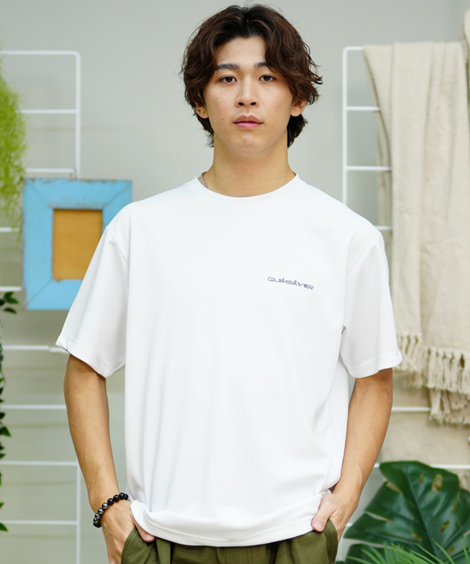 QUIKSILVER クイックシルバー メンズ ラッシュガード Tシャツ 半袖 水着 UVカット PHOTO 24 SS QLY241629M ムラサキスポーツ限定(WHT1-M)