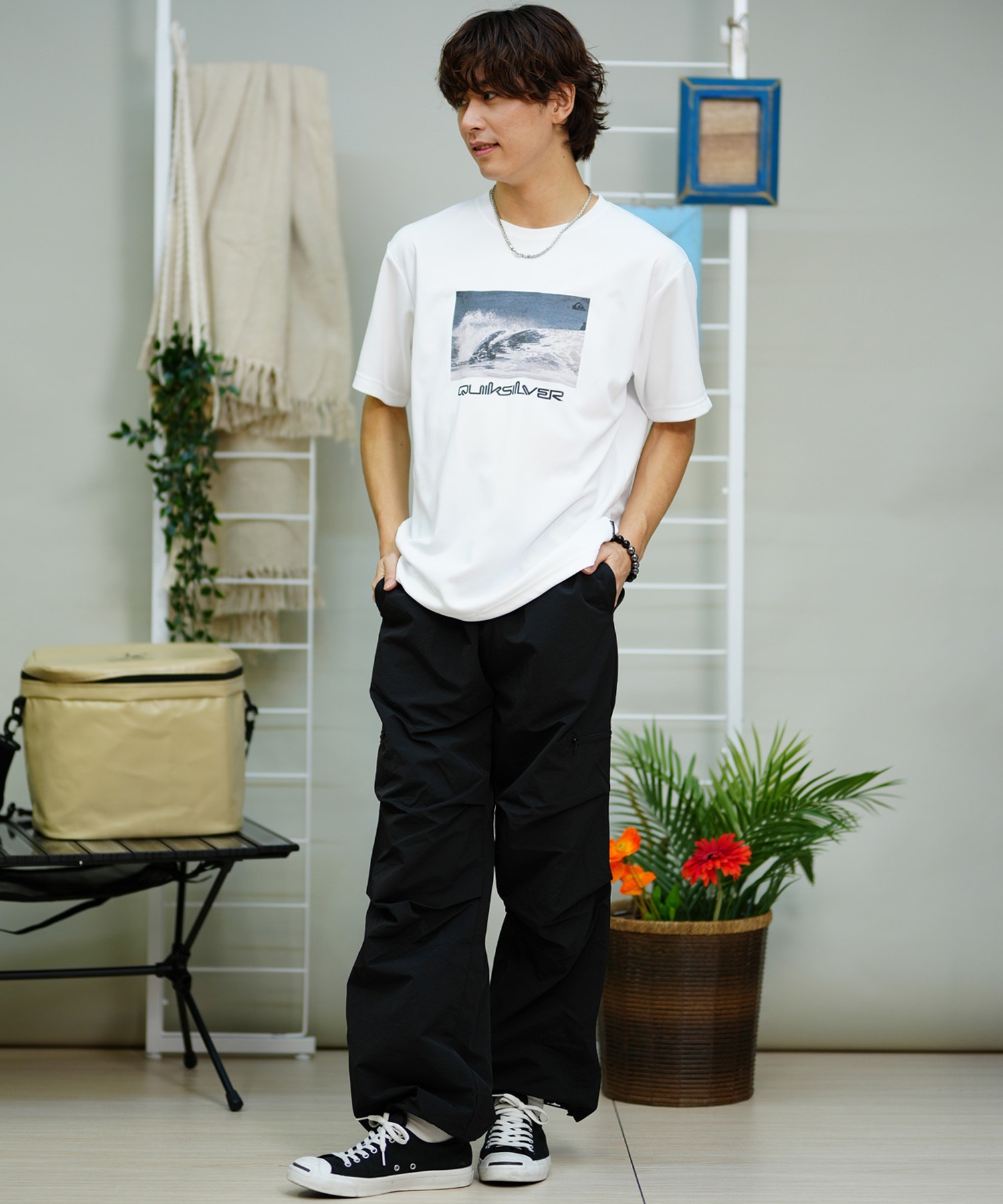 【マトメガイ対象】QUIKSILVER クイックシルバー メンズ ラッシュガード Tシャツ 半袖 水着 UVカット PHOTO 24 SS QLY241629M ムラサキスポーツ限定(BLK1-M)