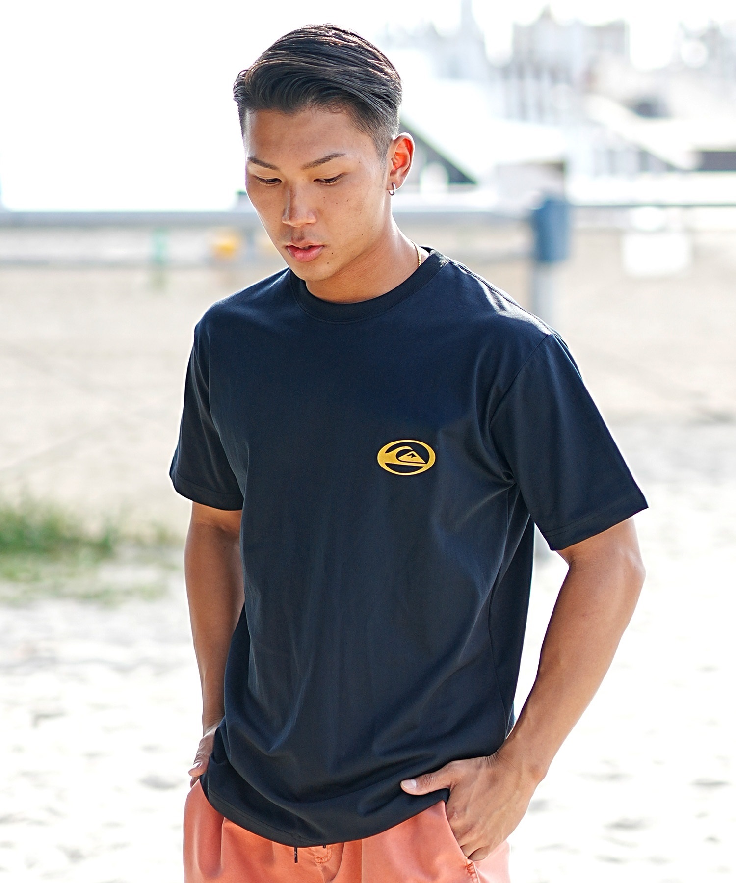 QUIKSILVER クイックシルバー メンズ ラッシュガード Tシャツ 半袖 水着 水陸両用 ユーティリティ UVカット SATURN LOGO SS QLY241009(WHT-M)