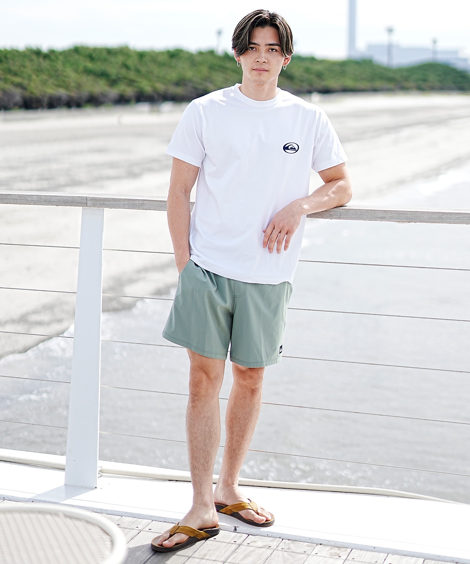 QUIKSILVER クイックシルバー メンズ ラッシュガード Tシャツ 半袖 水着 水陸両用 ユーティリティ UVカット SATURN LOGO SS QLY241009(WHT-M)