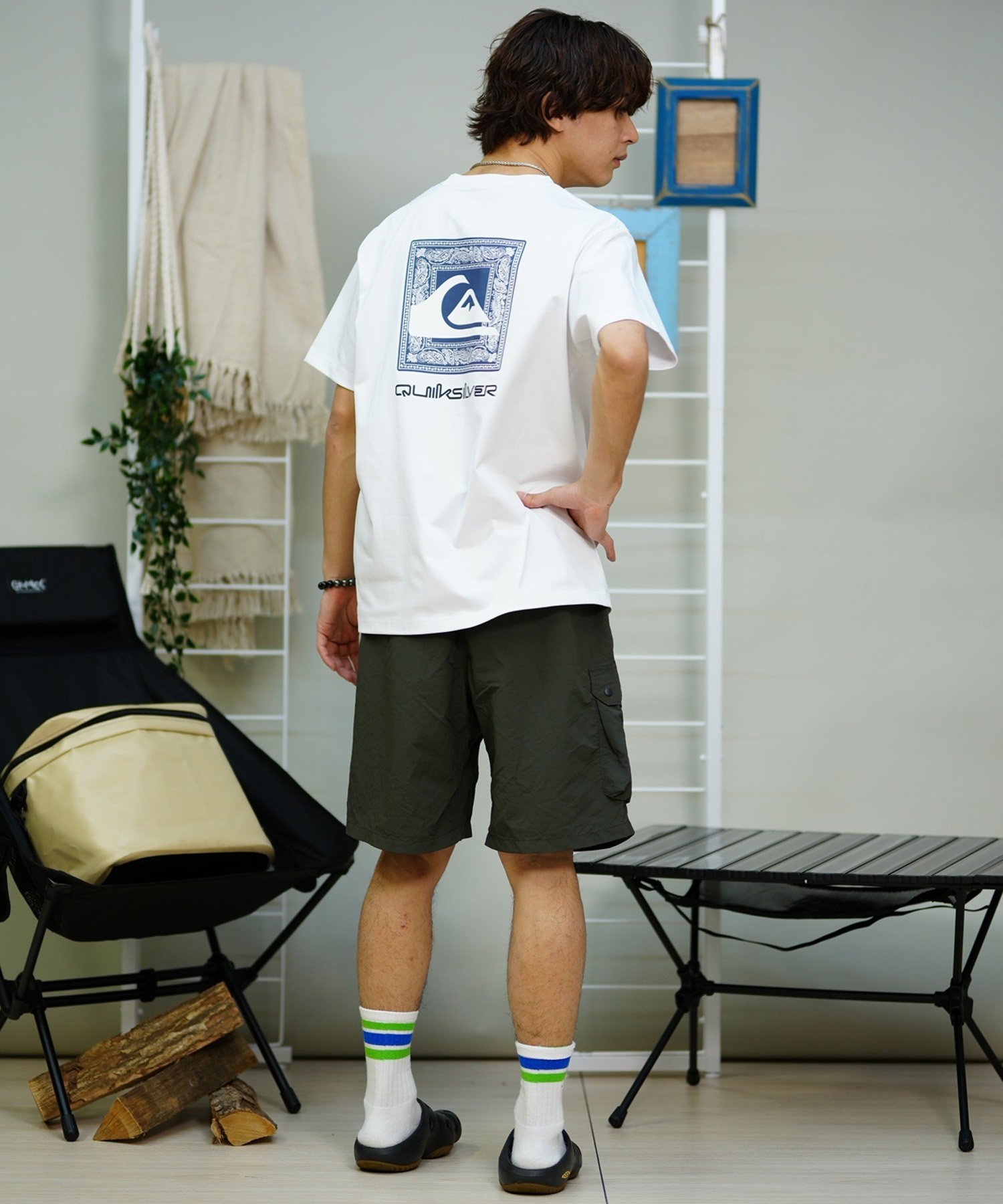 QUIKSILVER クイックシルバー メンズ ラッシュガード Tシャツ 半袖 水着 UVカット QLY241631M ムラサキスポーツ限定(WHT1-M)