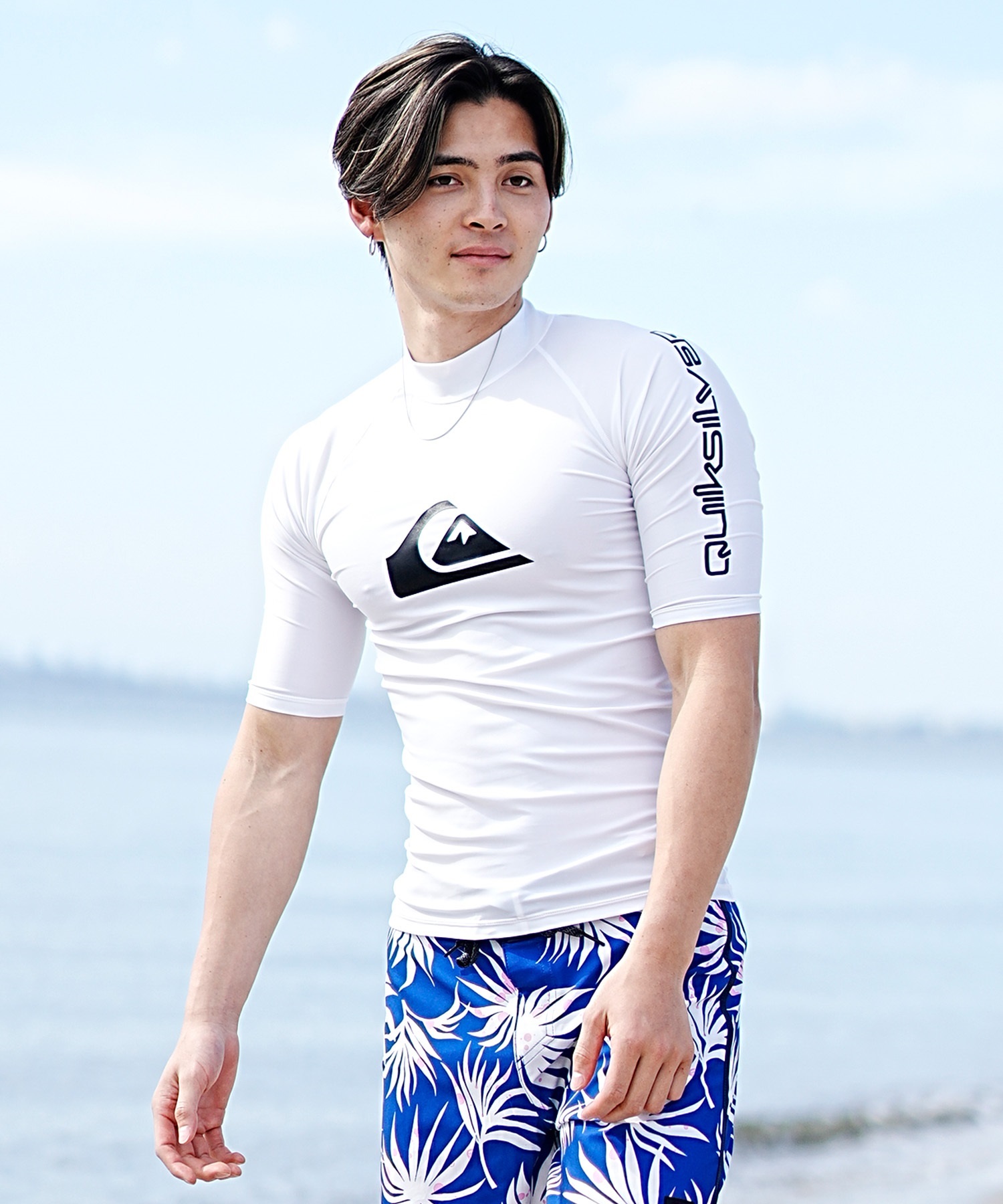 【マトメガイ対象】QUIKSILVER クイックシルバー メンズ ラッシュガード 半袖 Tシャツ 水着 UVカット ALL TIME SR QLY241022(BLK1-M)