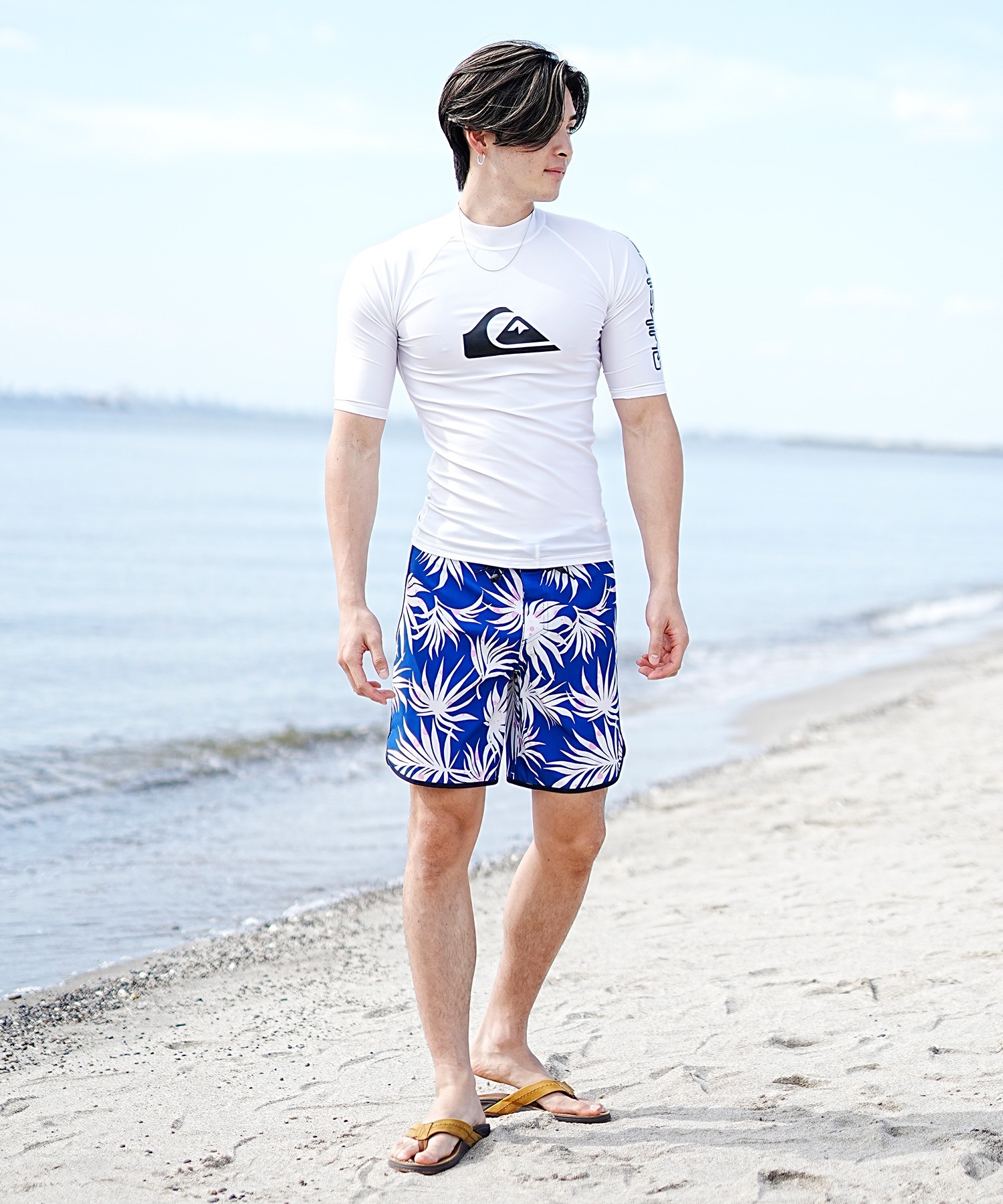 【マトメガイ対象】QUIKSILVER クイックシルバー メンズ ラッシュガード 半袖 Tシャツ 水着 UVカット ALL TIME SR QLY241022(BLK2-M)