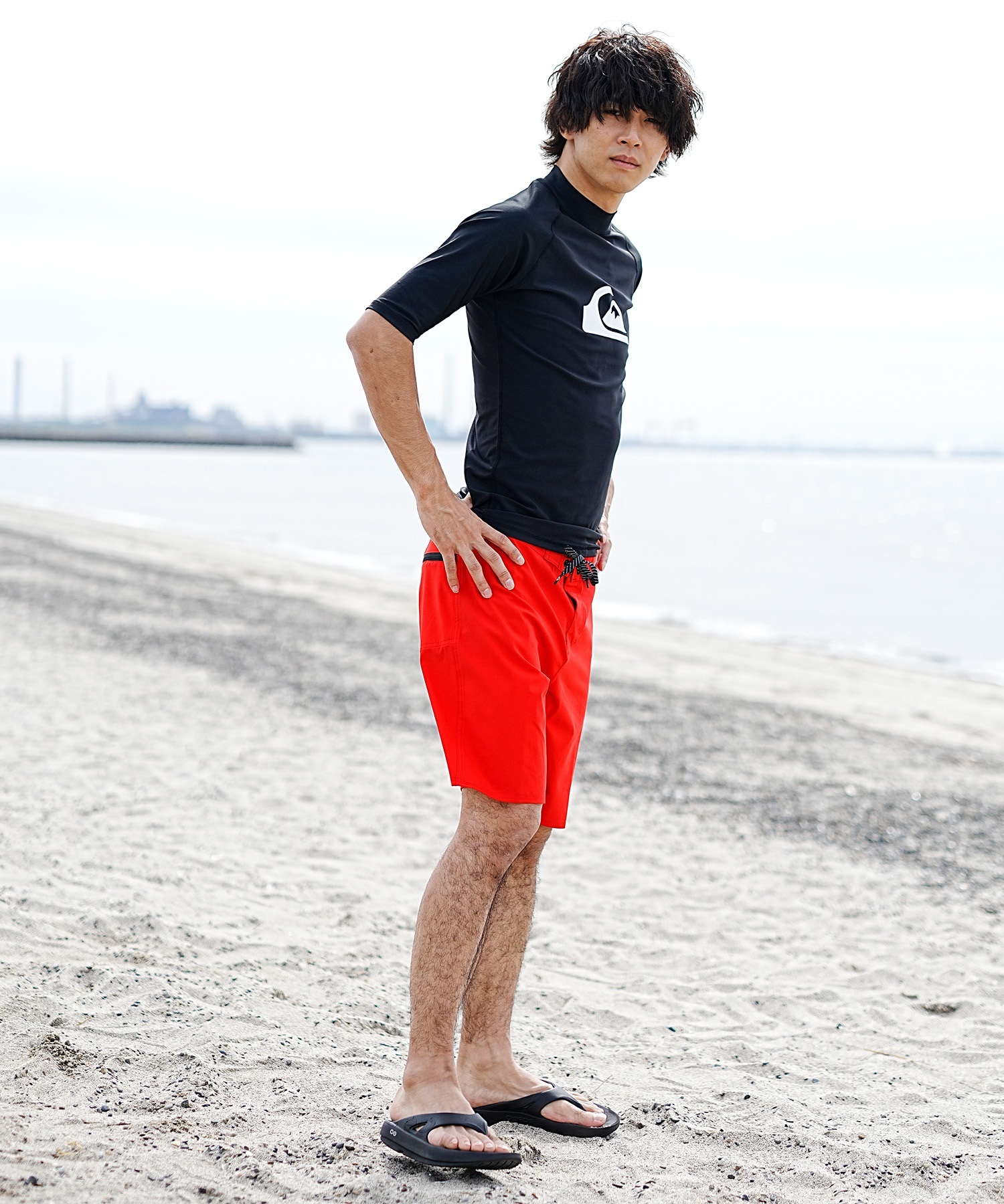 【マトメガイ対象】QUIKSILVER クイックシルバー メンズ ラッシュガード 半袖 Tシャツ 水着 UVカット ALL TIME SR QLY241022(BLK1-M)