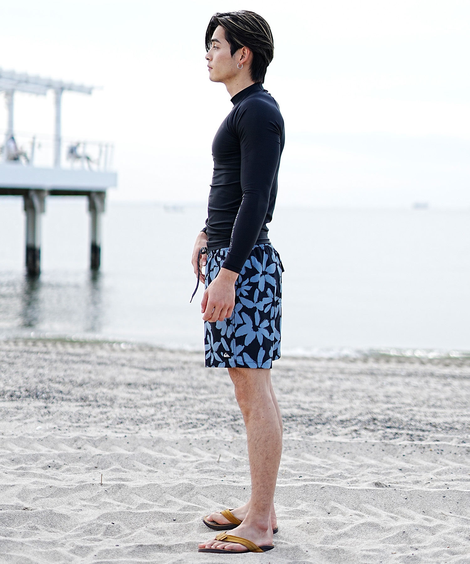 QUIKSILVER クイックシルバー メンズ ラッシュガード 長袖 Tシャツ ロンT 水着 UVカット ALL TIME LR QLY241021(WHT-M)