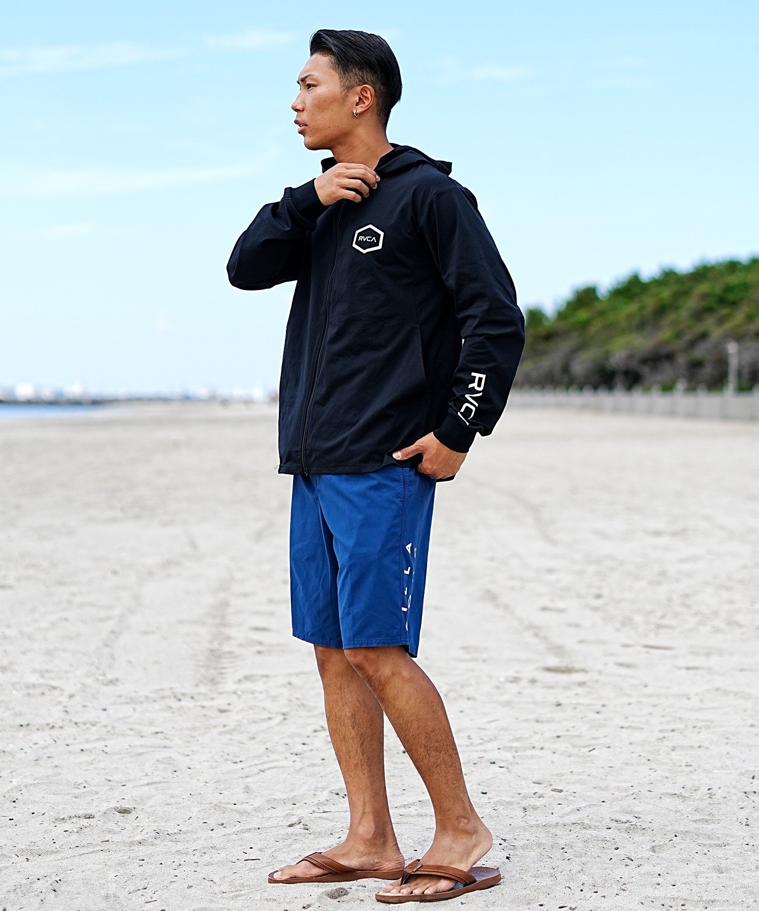 RVCA ルーカ メンズ ラッシュガード ユーティリティ 水陸両用パーカー フルジップパーカー BE041-800(BLK-S)