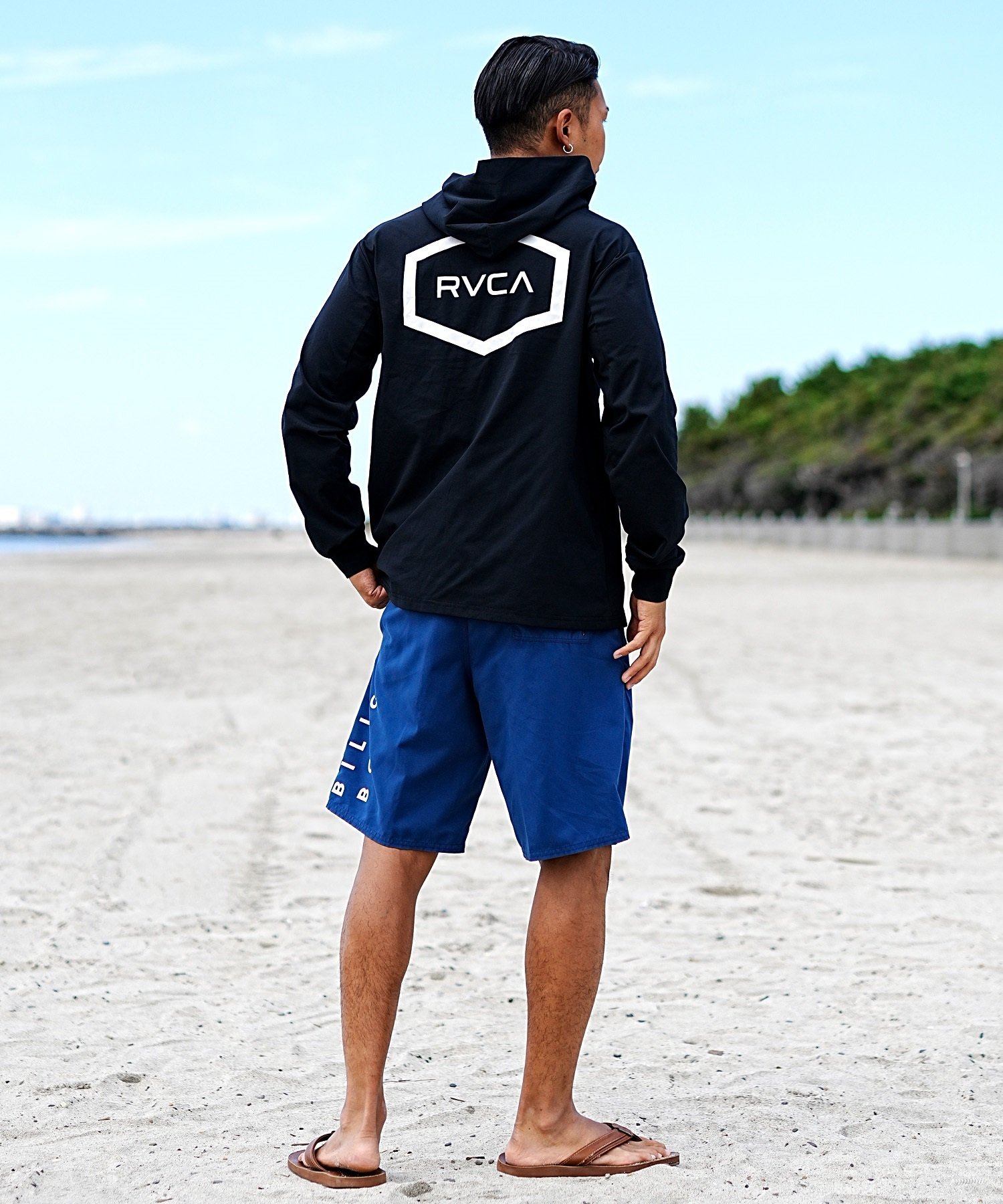 RVCA ルーカ メンズ ラッシュガード ユーティリティ 水陸両用パーカー フルジップパーカー BE041-800(BBR-S)