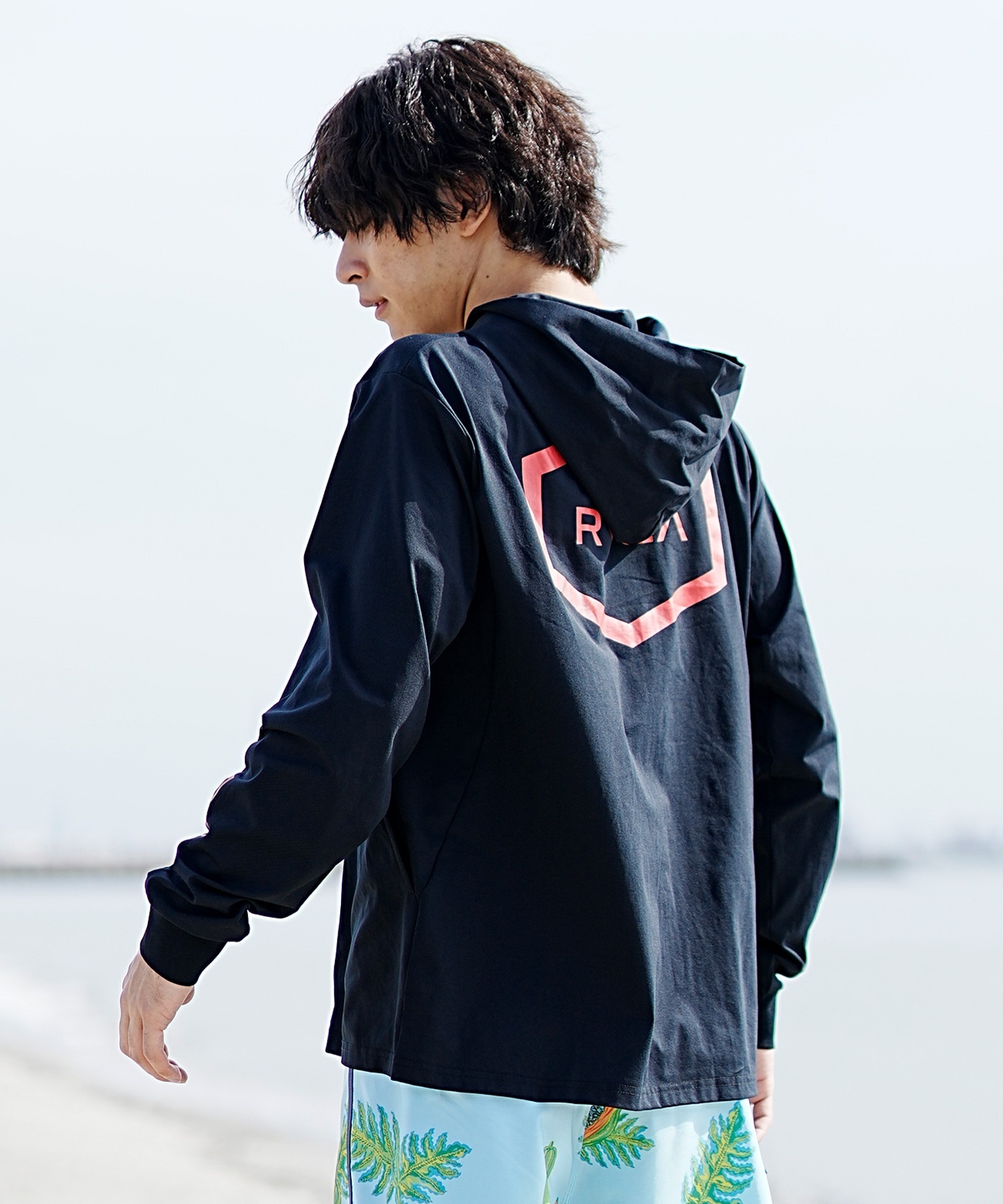 RVCA ルーカ メンズ ラッシュガード ユーティリティ 水陸両用パーカー フルジップパーカー BE041-800(BLK-S)