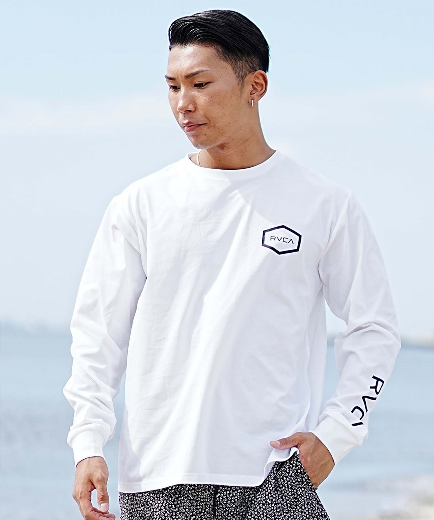 RVCA ルーカ HEX SURF LS メンズ ラッシュガード 長袖 Tシャツ ロンT 水陸両用 ユーティリティ UVカット BE041-801(BBL-S)