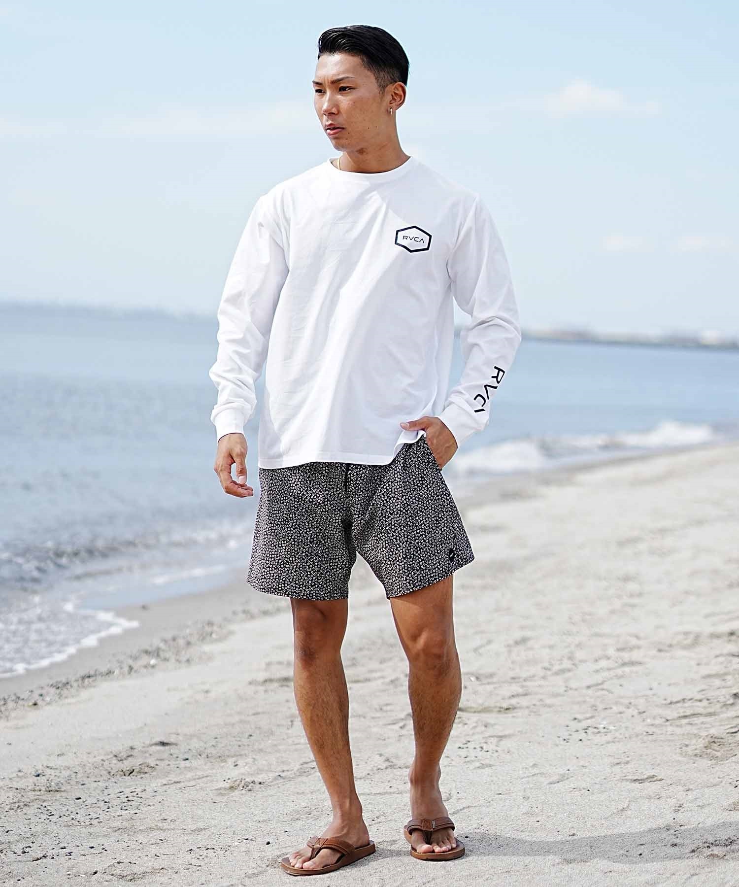 【クーポン対象】RVCA ルーカ HEX SURF LS メンズ ラッシュガード 長袖 Tシャツ ロンT 水陸両用 ユーティリティ UVカット BE041-801(BLK-S)