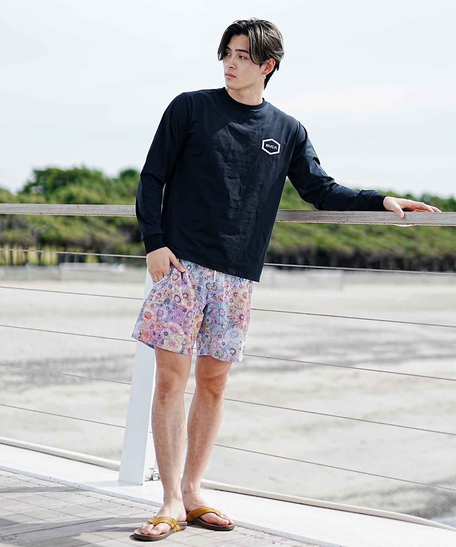 【マトメガイ対象】RVCA ルーカ HEX SURF LS メンズ ラッシュガード 長袖 Tシャツ ロンT 水陸両用 ユーティリティ UVカット BE041-801(BLK-S)