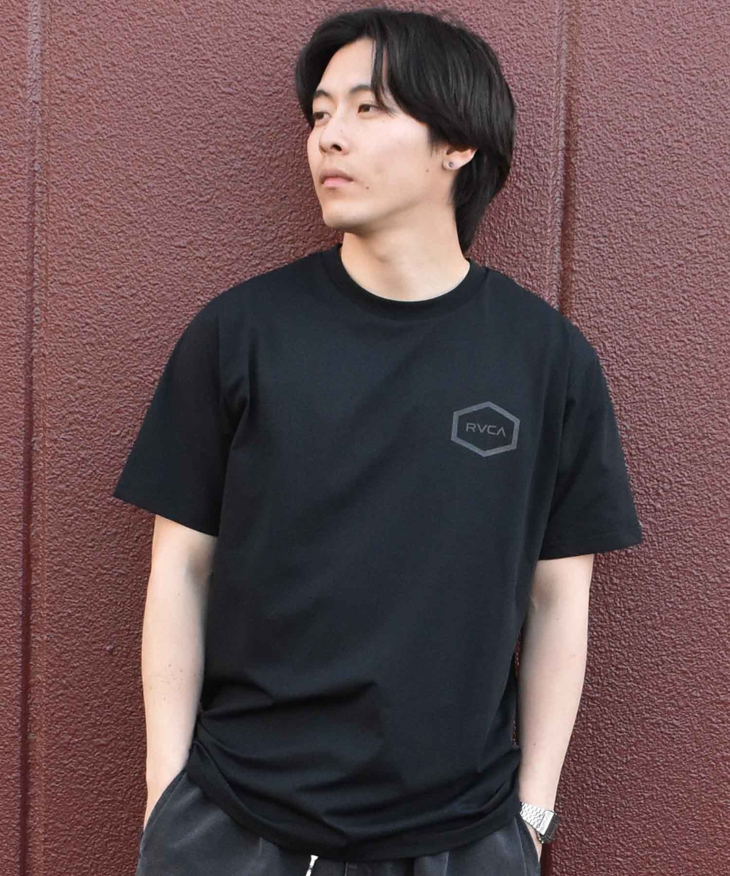 【マトメガイ対象】【ムラサキスポーツ限定】  RVCA ルーカ HEX SURF SS メンズ ラッシュガード 半袖 Tシャツ 水陸両用 ユーティリティ BE041-P81(BLK-S)