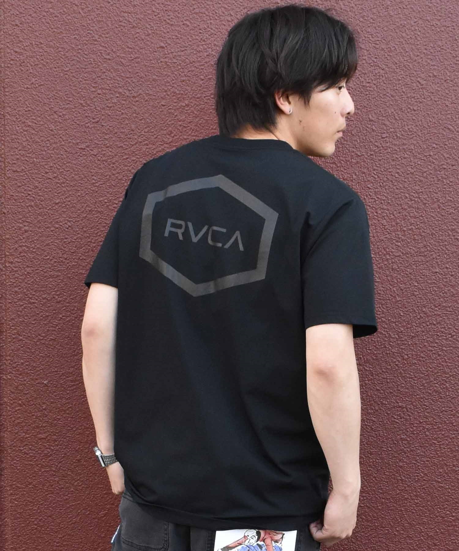 【マトメガイ対象】【ムラサキスポーツ限定】  RVCA ルーカ HEX SURF SS メンズ ラッシュガード 半袖 Tシャツ 水陸両用 ユーティリティ BE041-P81(BLK-S)