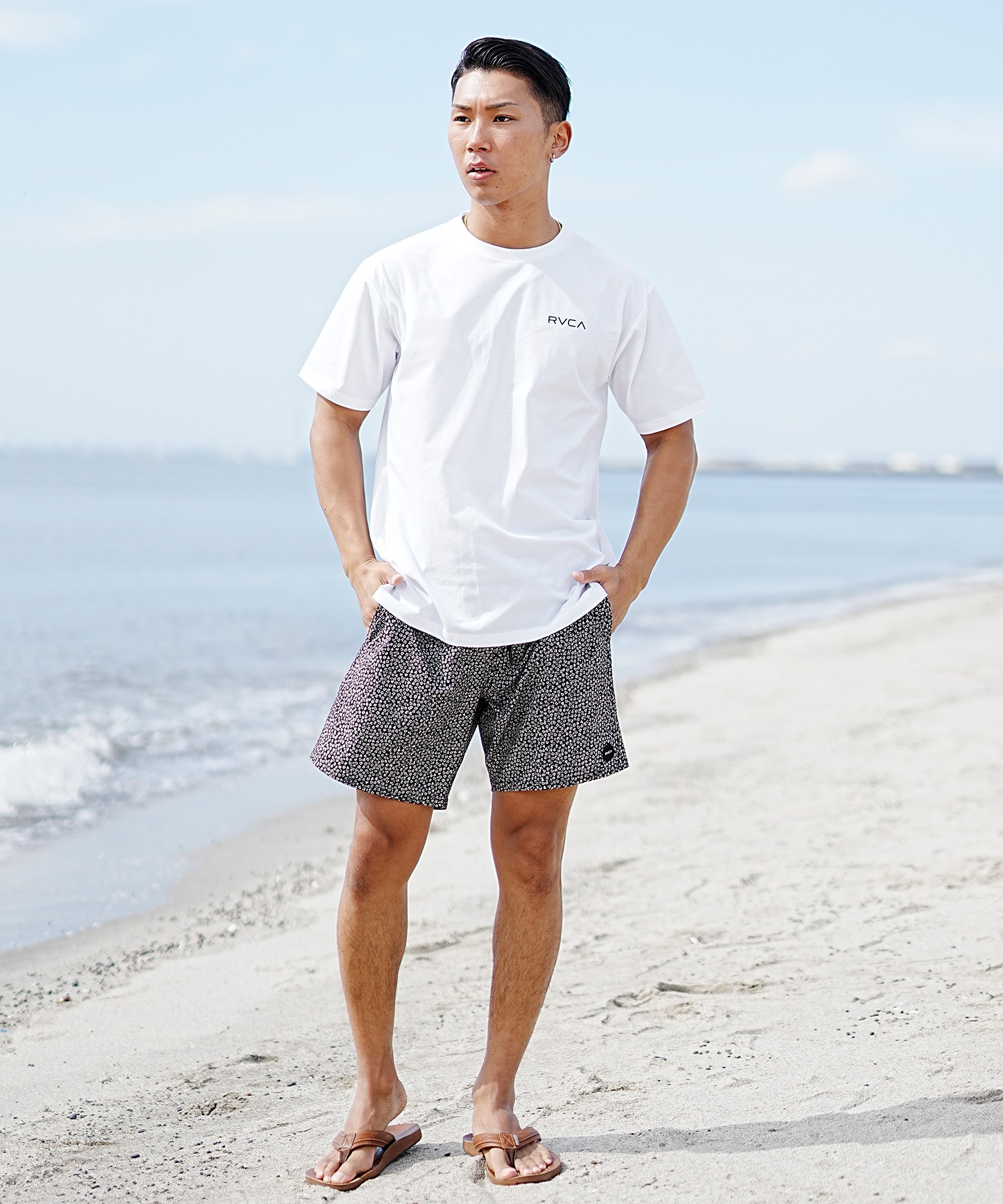 RVCA ルーカ メンズ ラッシュガード 半袖 Tシャツ ユーティリティ 水陸両用 バックプリント BE041-802(WHT-S)