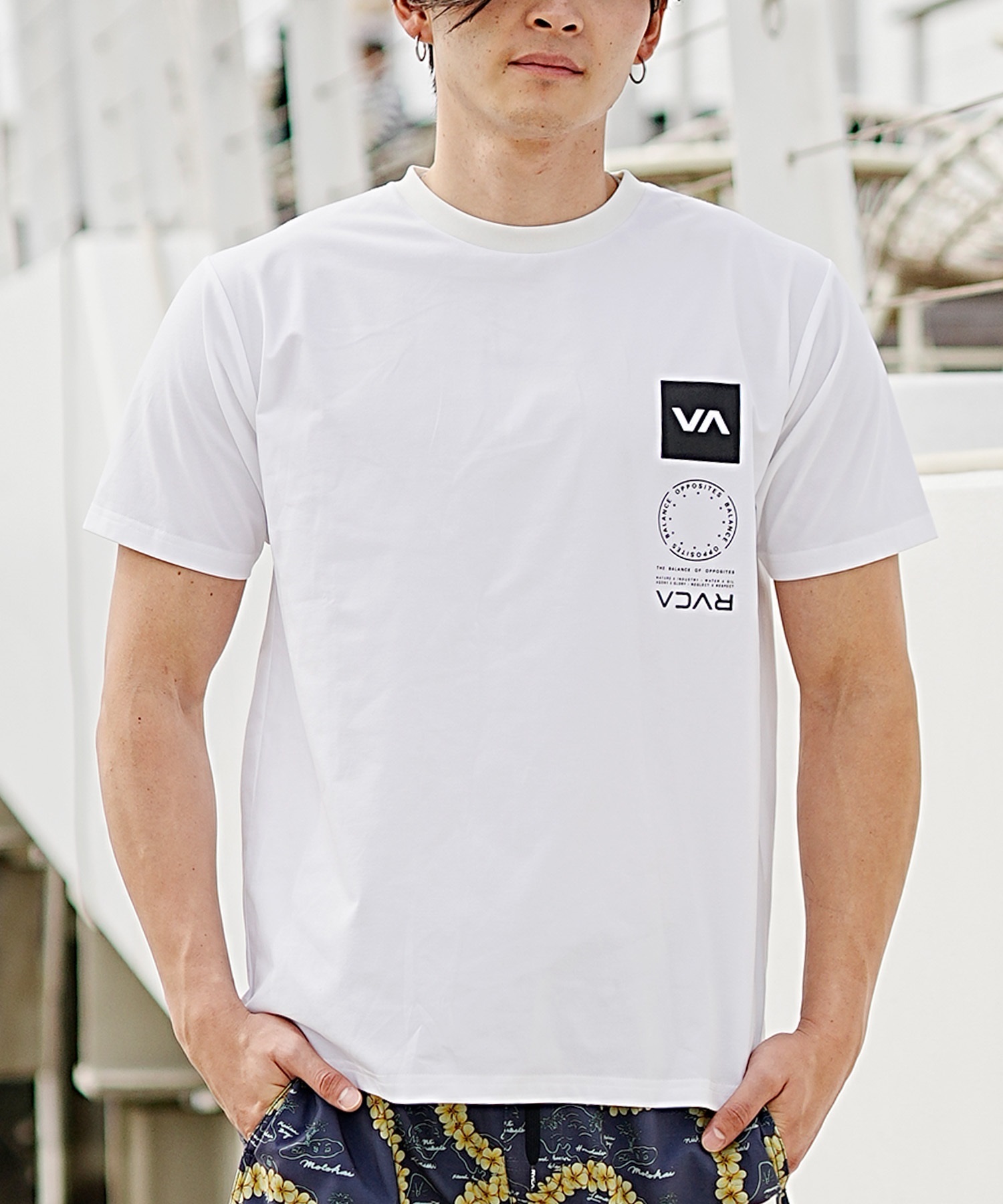 RVCA ルーカ メンズ 半袖 Tシャツ バックプリント ラッシュガード UVカット 水着 水陸両用 ユーティリティ BE041-804(WHT-S)