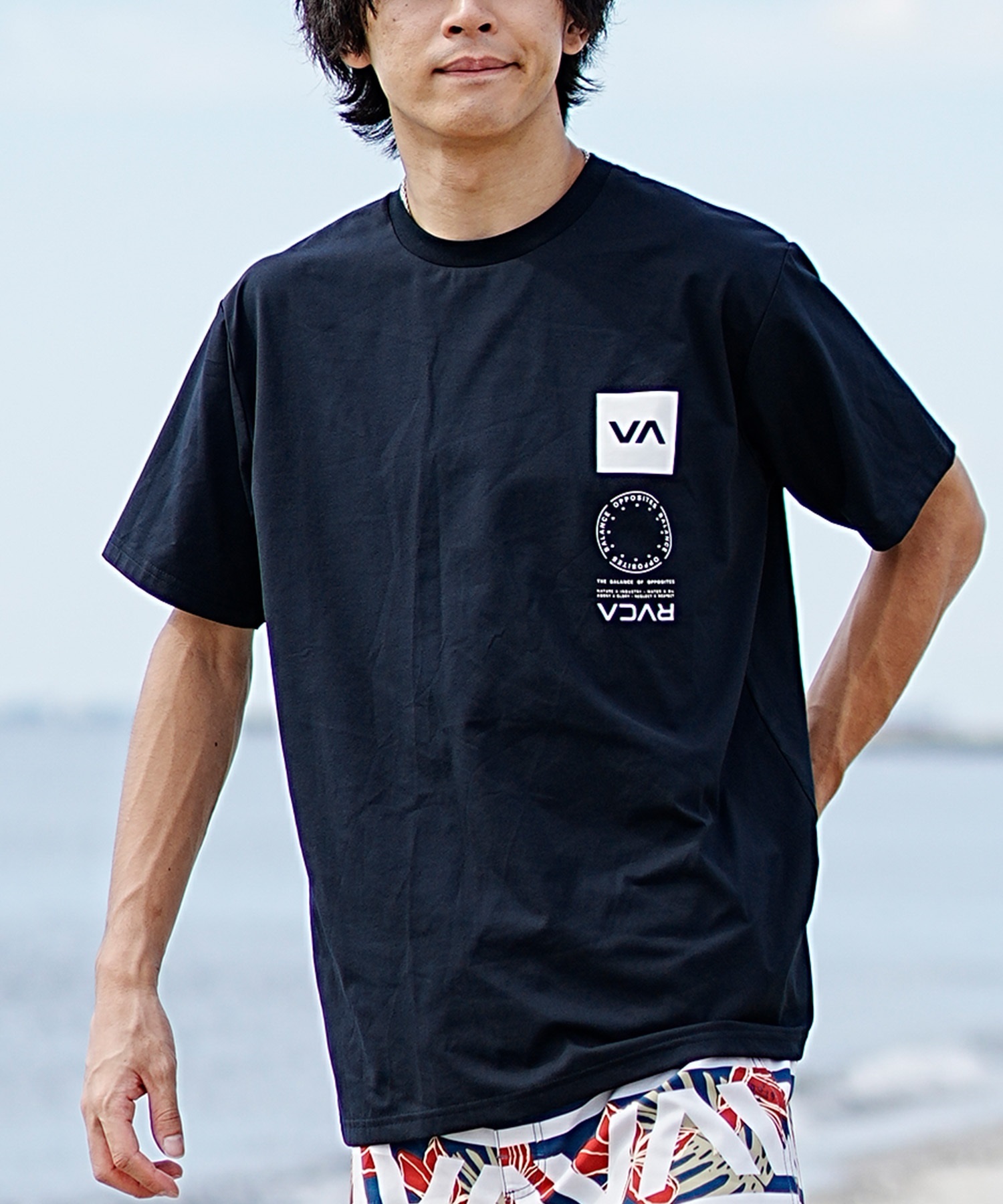 【マトメガイ対象】RVCA ルーカ メンズ 半袖 Tシャツ バックプリント ラッシュガード UVカット 水着 水陸両用 ユーティリティ BE041-804(BLK-S)