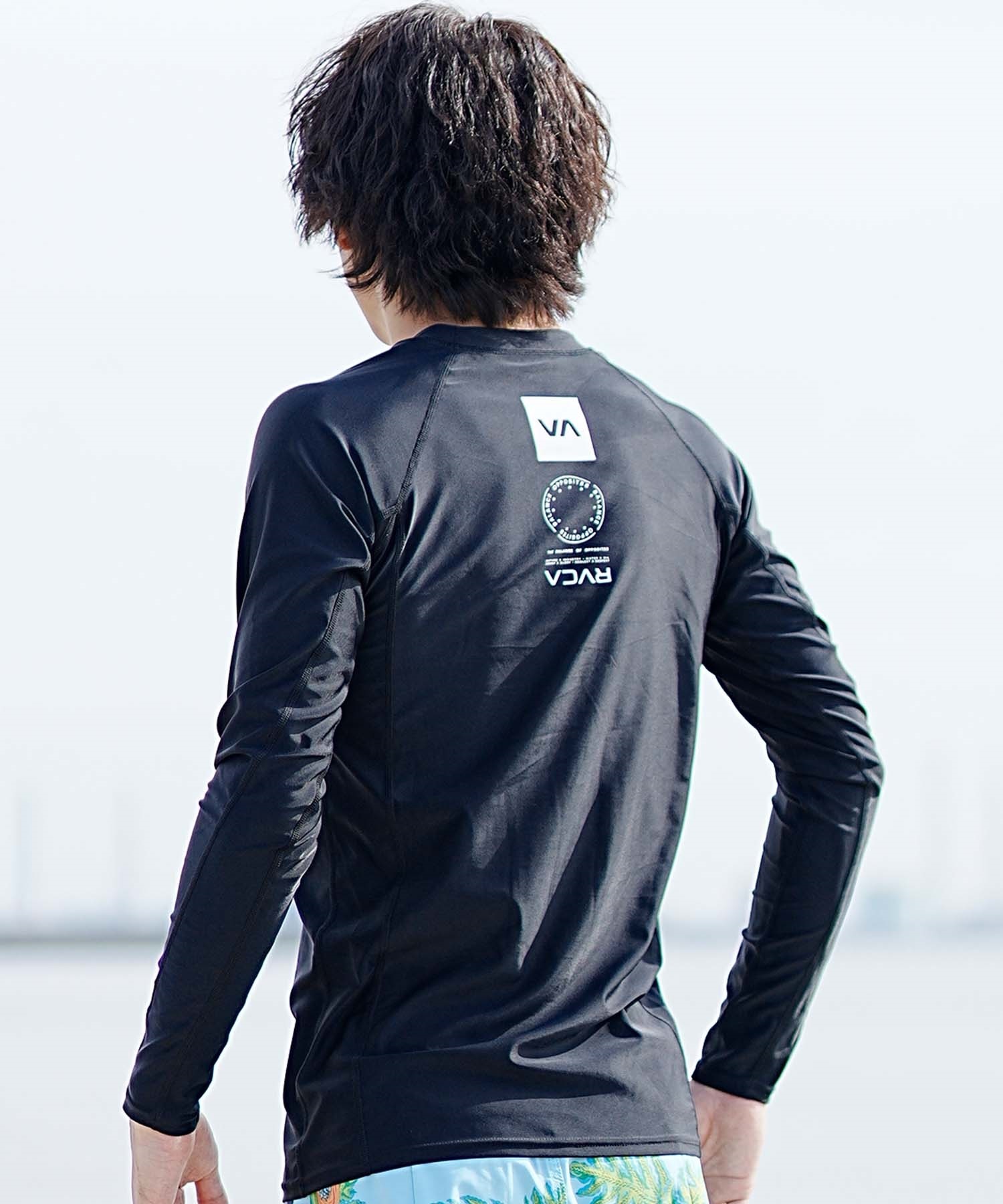 RVCA ルーカ メンズ ラッシュガード 水着 長袖 ブランドロゴ UVカット BE041-862(BLK-S)