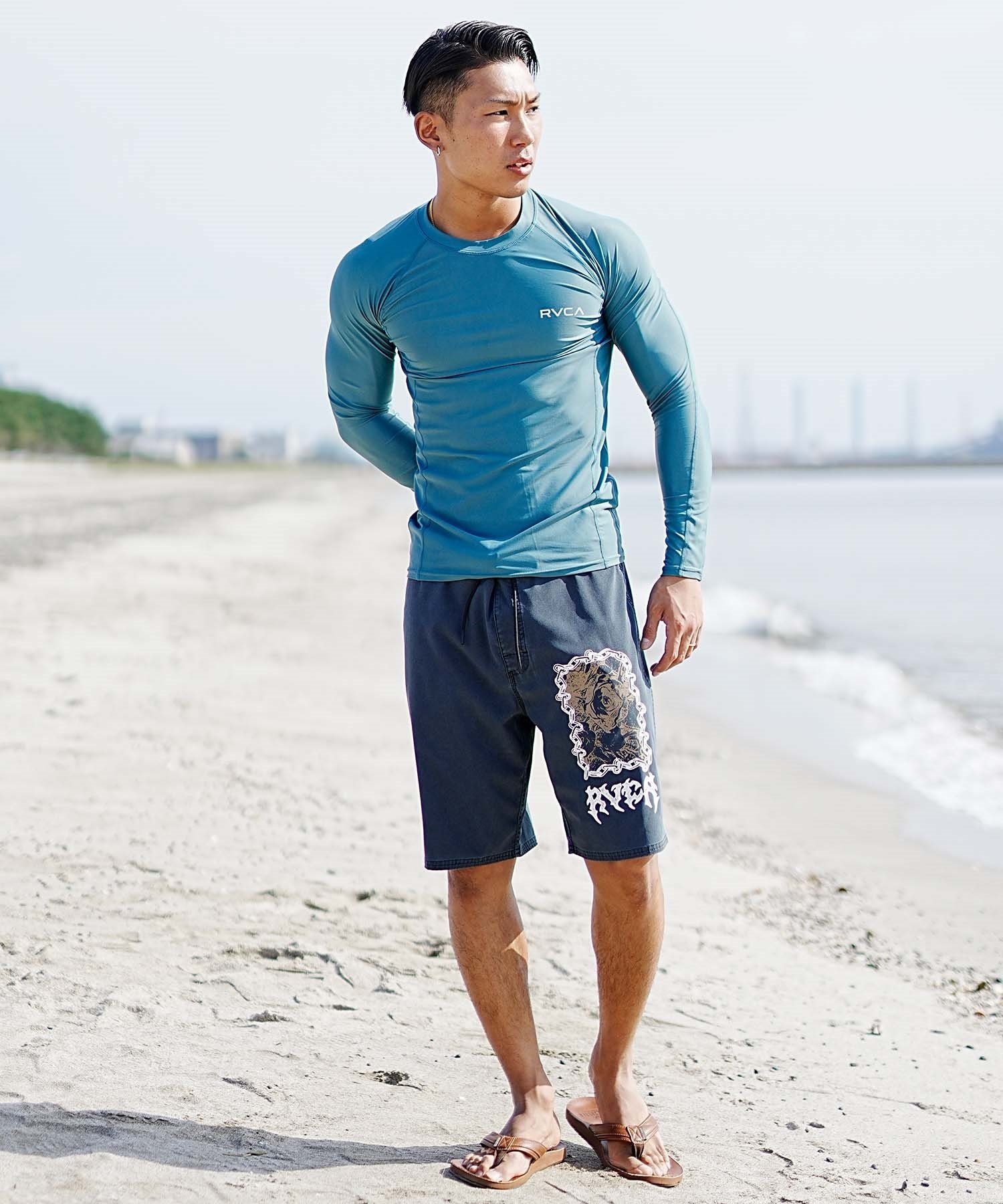 RVCA ルーカ メンズ ラッシュガード 水着 長袖 ブランドロゴ UV