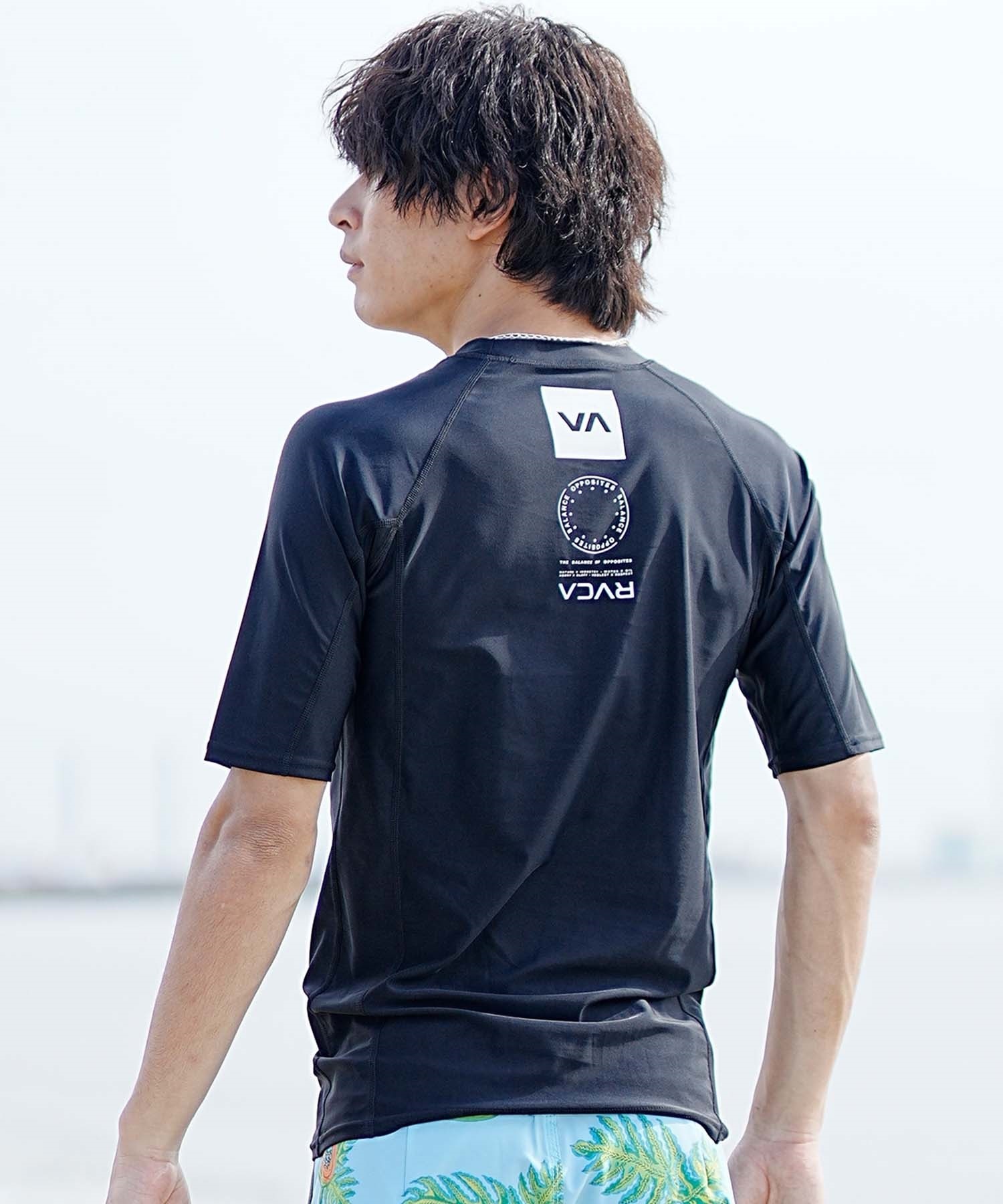 RVCA ルーカ メンズ ラッシュガード 水着 半袖 吸水速乾 ブランドロゴ UVカット BE041-863(BLK-S)