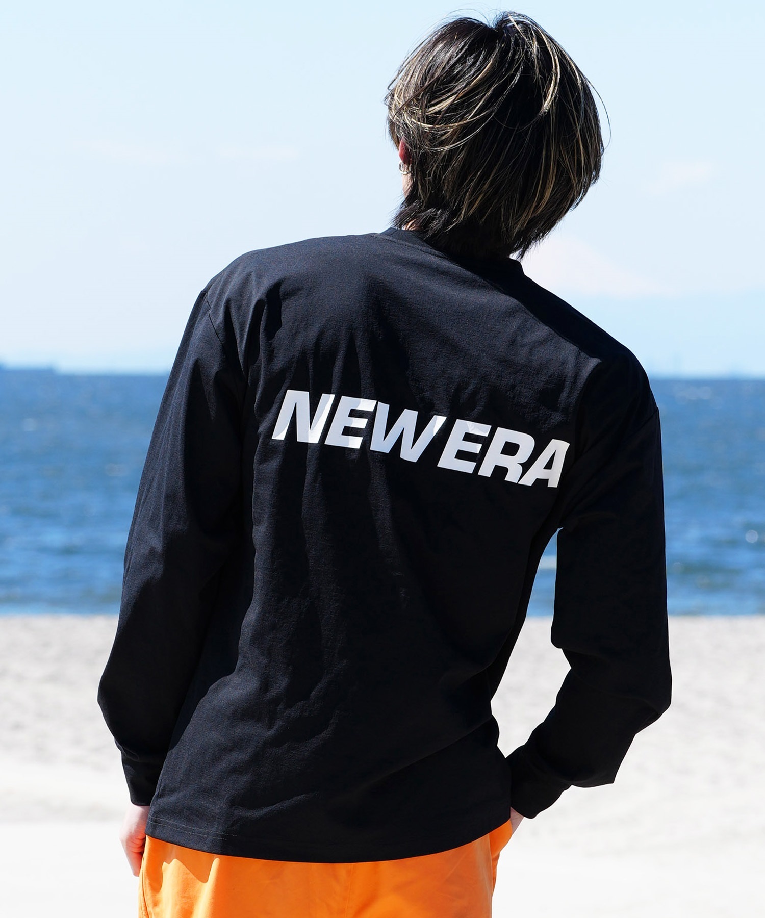 NEW ERA ニューエラ メンズ 長袖Tシャツ 長袖ラッシュガード ユーティリティ 水陸両用 バックプリント 14109984(BLK-M)