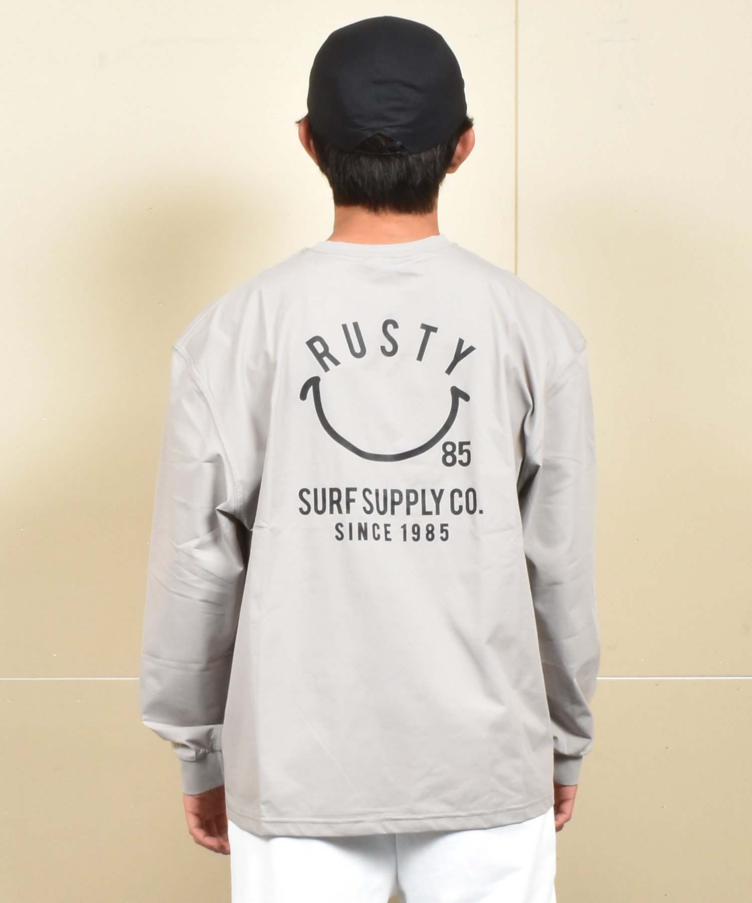 RUSTY ラスティー メンズ ラッシュガード 長袖 Tシャツ ロンT バックプリント ユーティリティ 水陸両用 UVカット 914472(BEG-M)