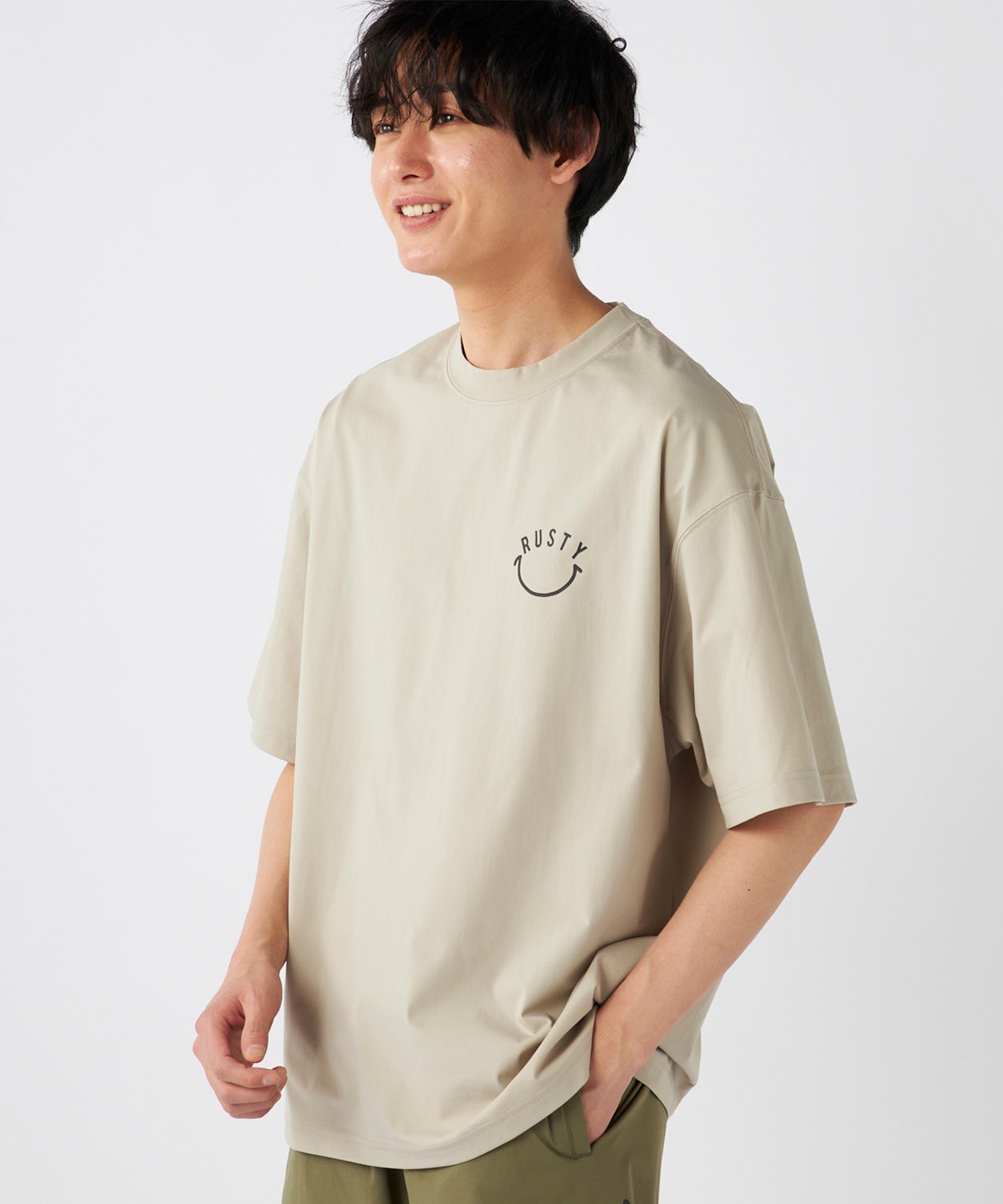 RUSTY ラスティー メンズ ラッシュガード 半袖 Tシャツ バックプリント ユーティリティ 水陸両用 UVカット 914473(BLK-M)