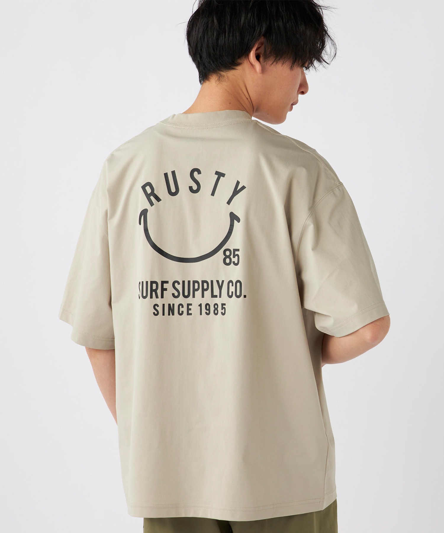 RUSTY ラスティー メンズ ラッシュガード 半袖 Tシャツ バックプリント ユーティリティ 水陸両用 UVカット 914473(KHA-M)