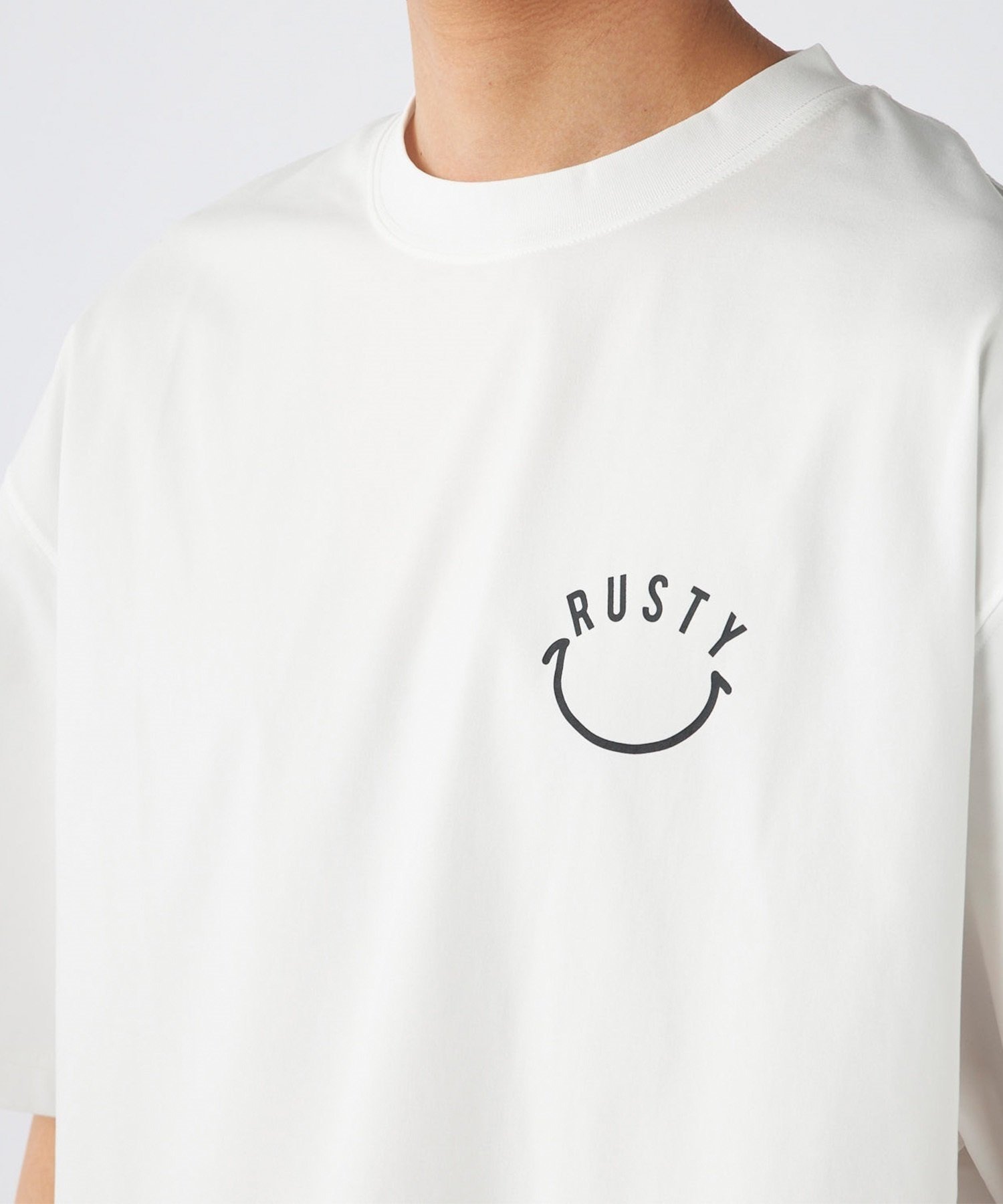 RUSTY ラスティー メンズ ラッシュガード 半袖 Tシャツ バックプリント ユーティリティ 水陸両用 UVカット 914473(WHT-M)