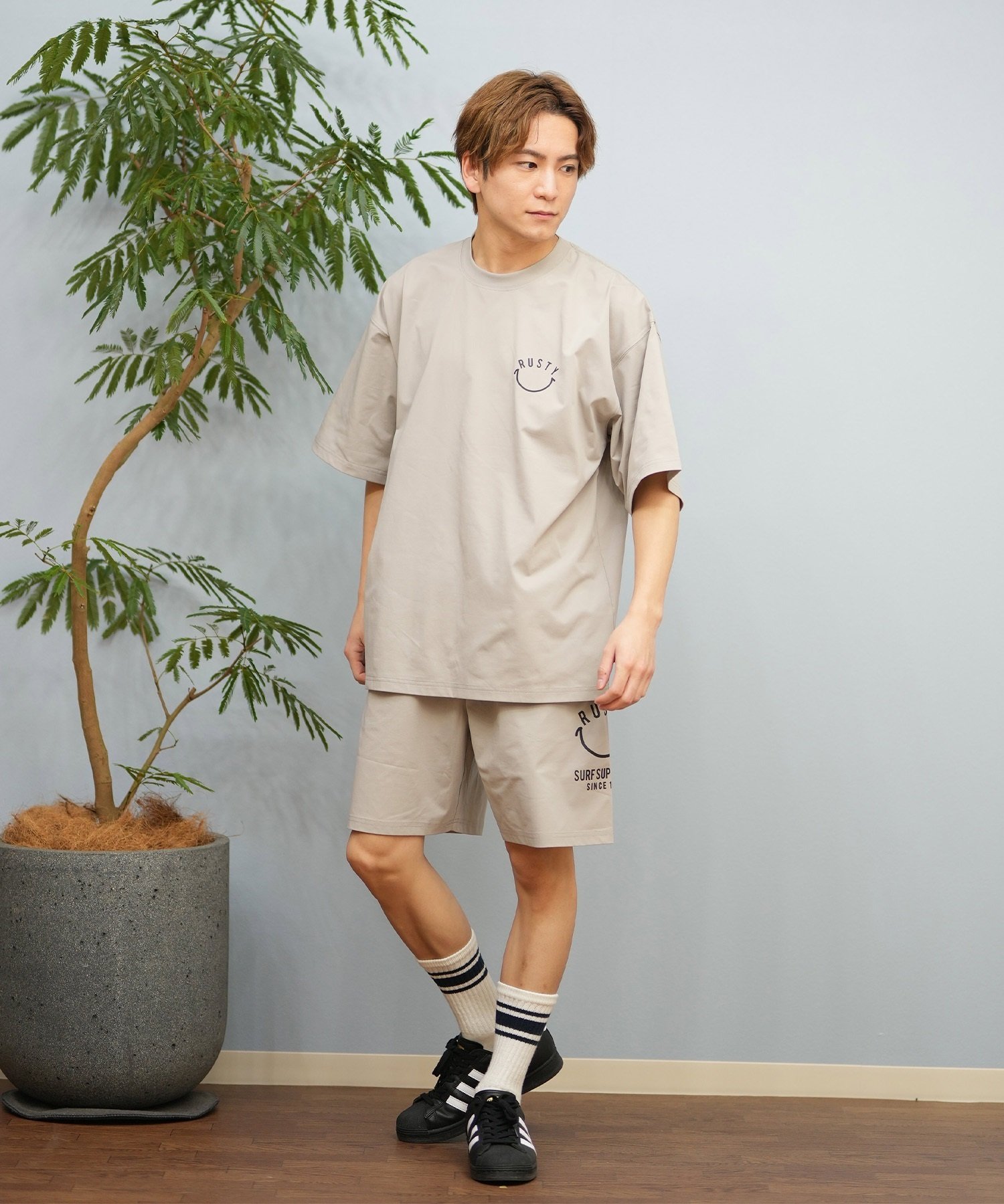 RUSTY ラスティー メンズ ラッシュガード 半袖 Tシャツ バックプリント ユーティリティ 水陸両用 UVカット 914473(WHT-M)