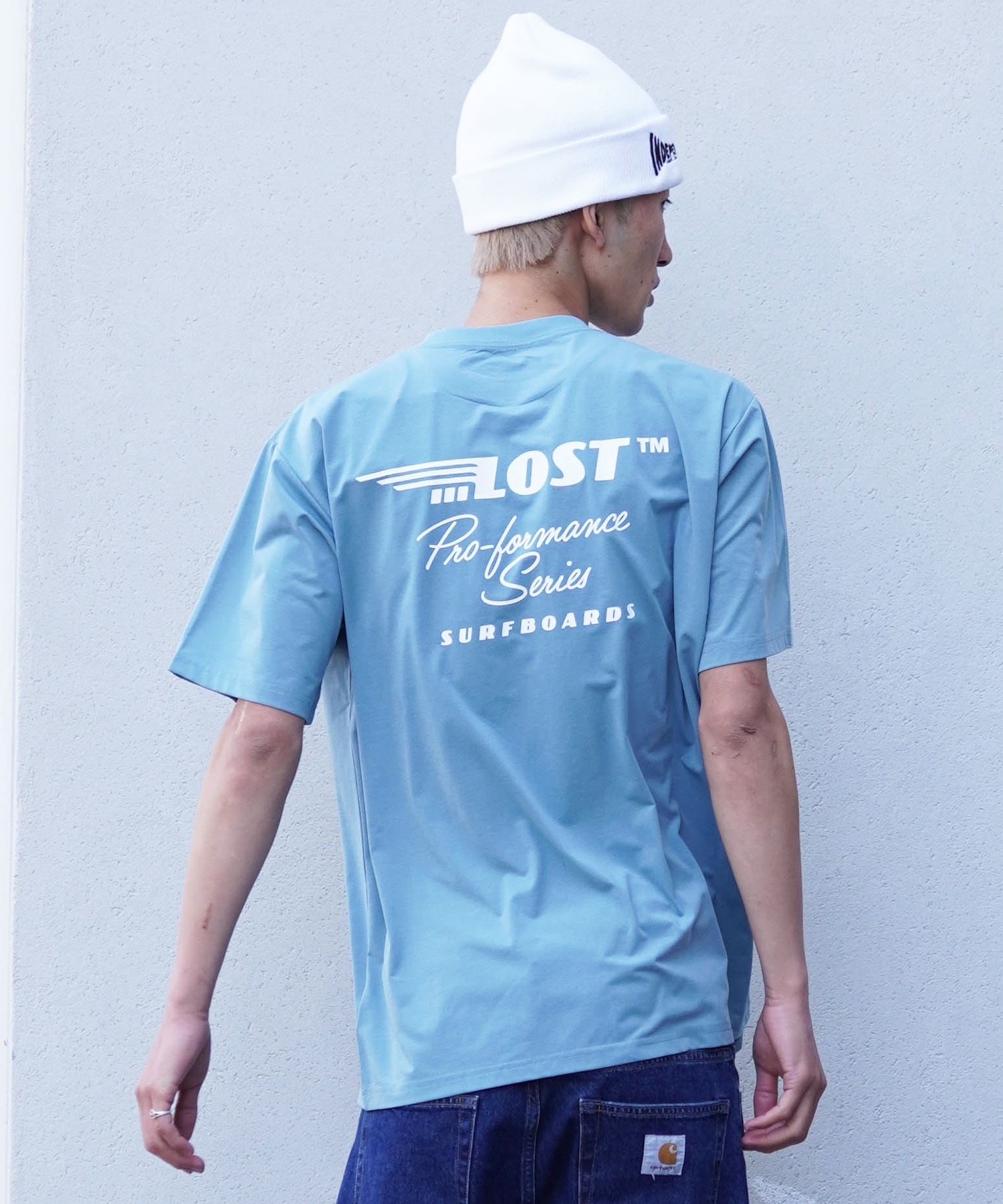 LOST ロスト メンズ ラッシュガード Tシャツ 半袖 バックプリント 水陸両用 ユーティリティ UVカット L24SS-U ムラサキスポーツ限定(WHT-M)
