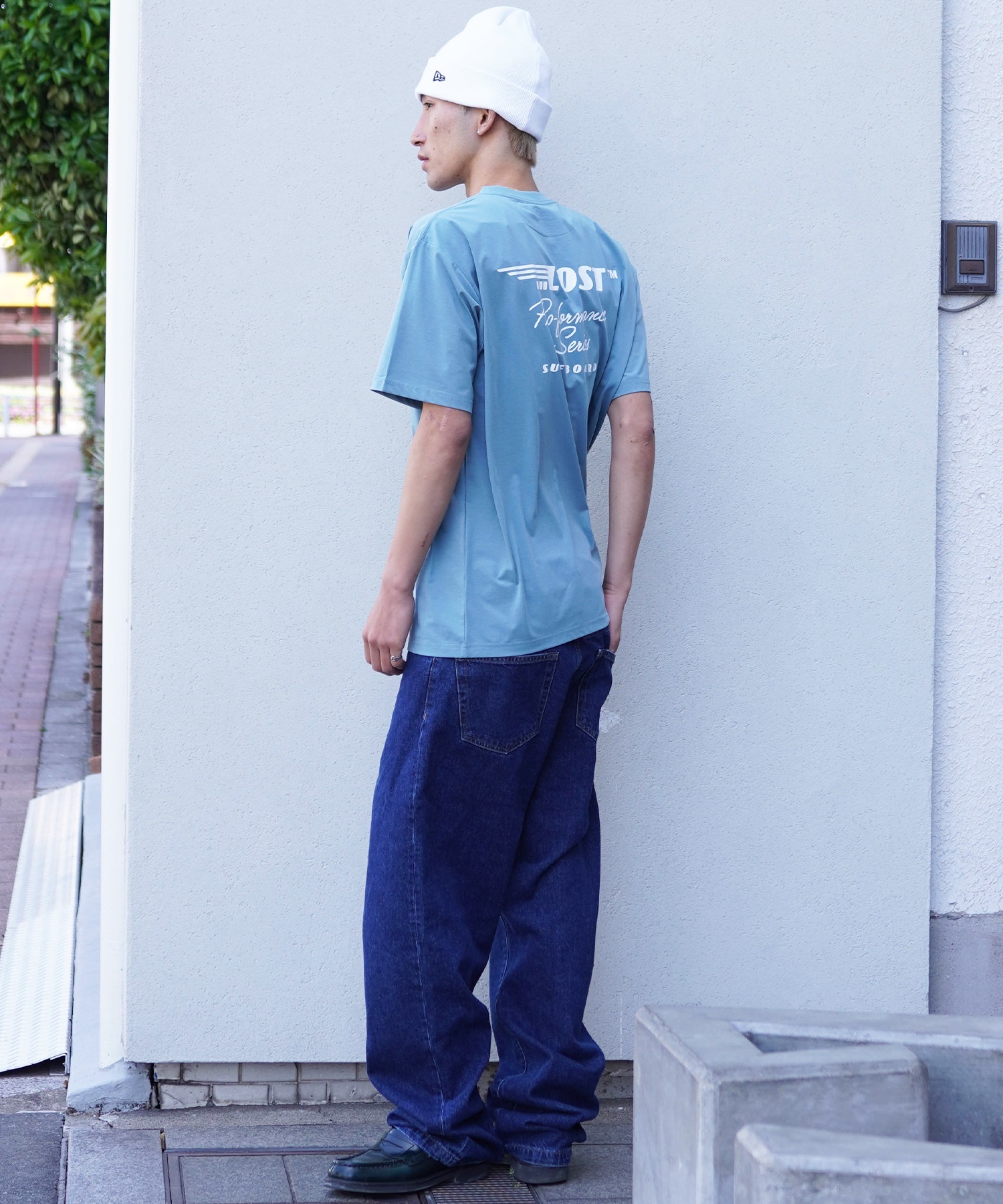 LOST ロスト メンズ ラッシュガード Tシャツ 半袖 バックプリント 水陸両用 ユーティリティ UVカット L24SS-U ムラサキスポーツ限定(WHT-M)